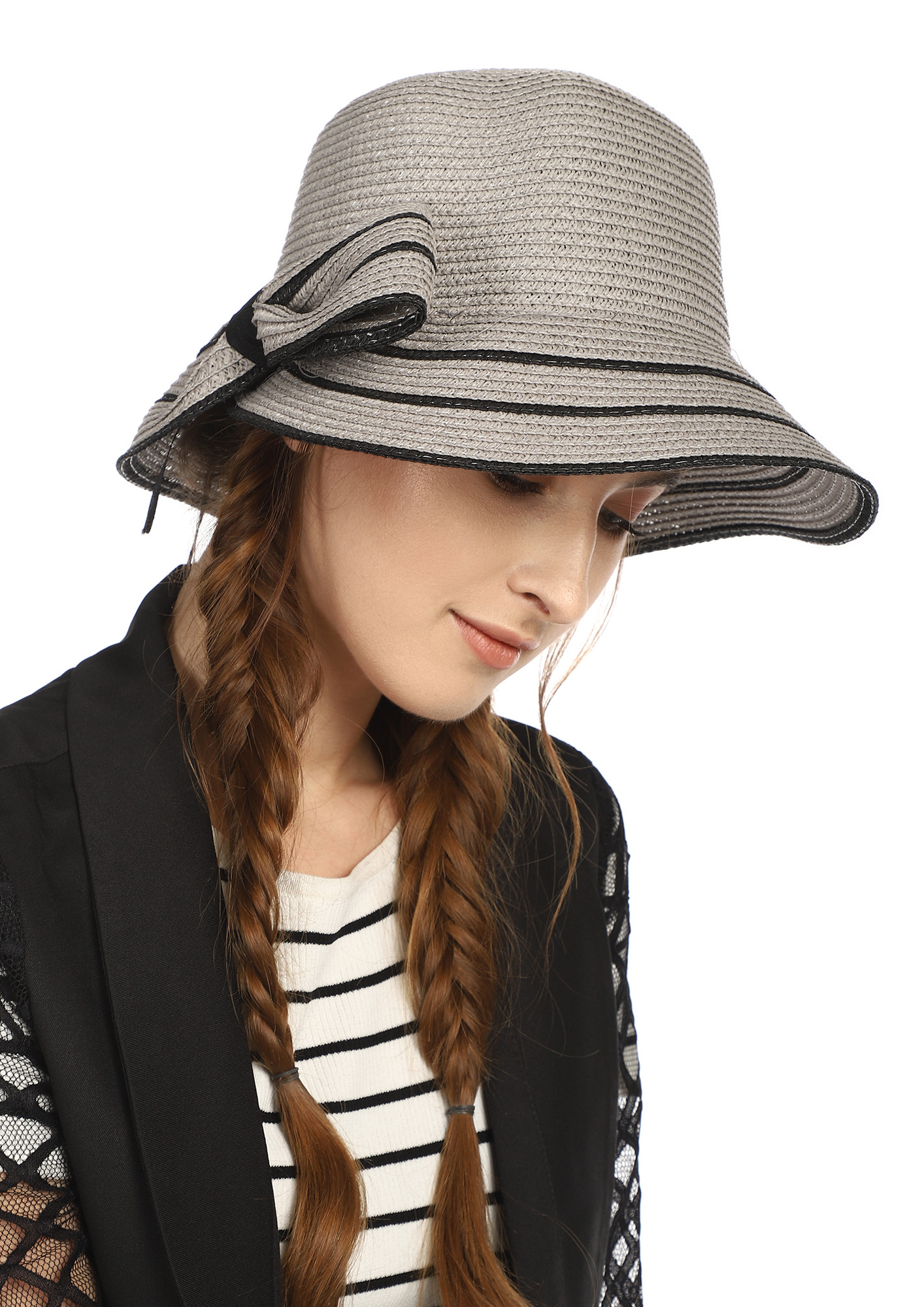 BOWS AND BEACHES  GREY DERBY HAT
