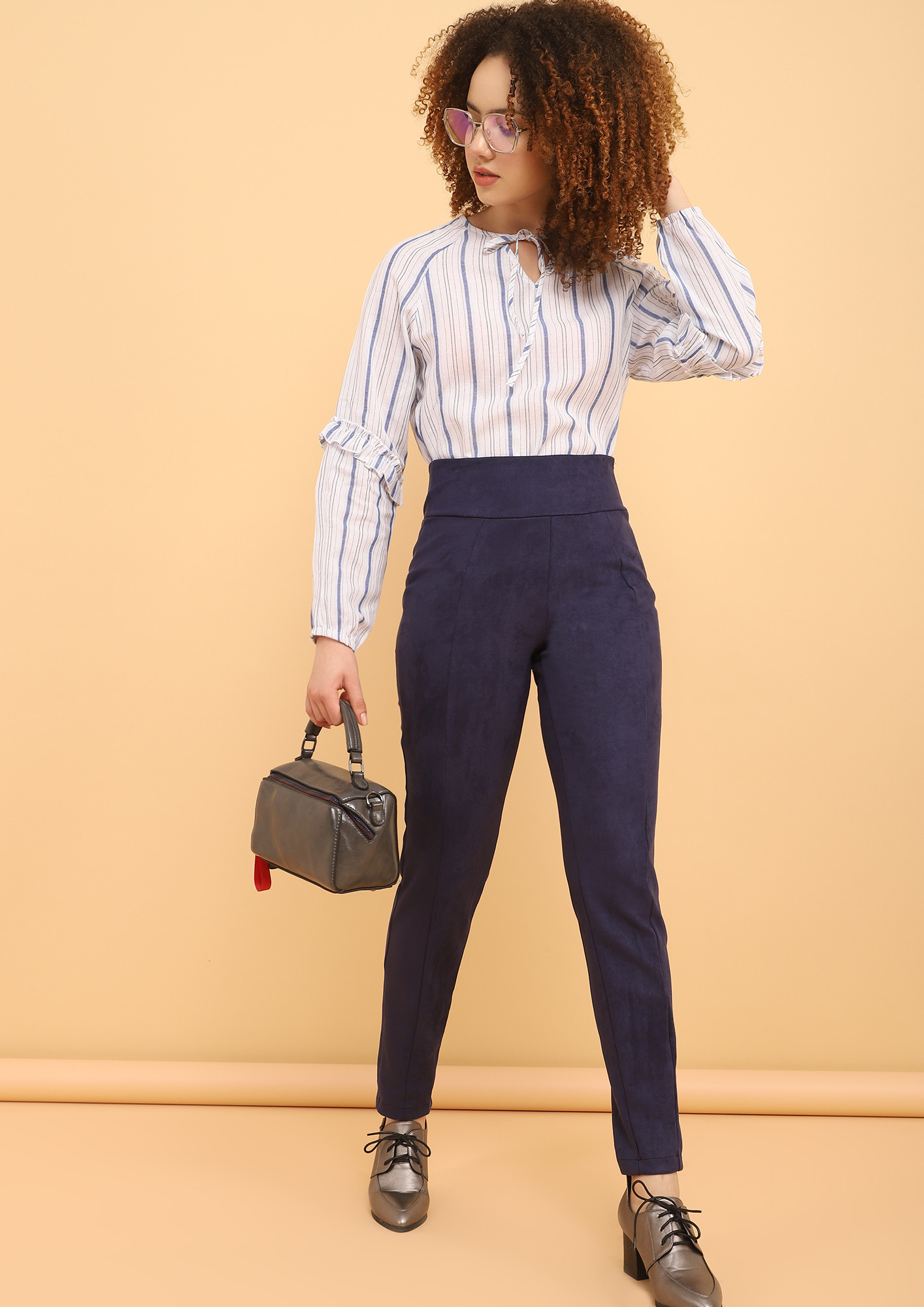 ALMOST LIKE BASIC BLUE STRIPED BLOUSE