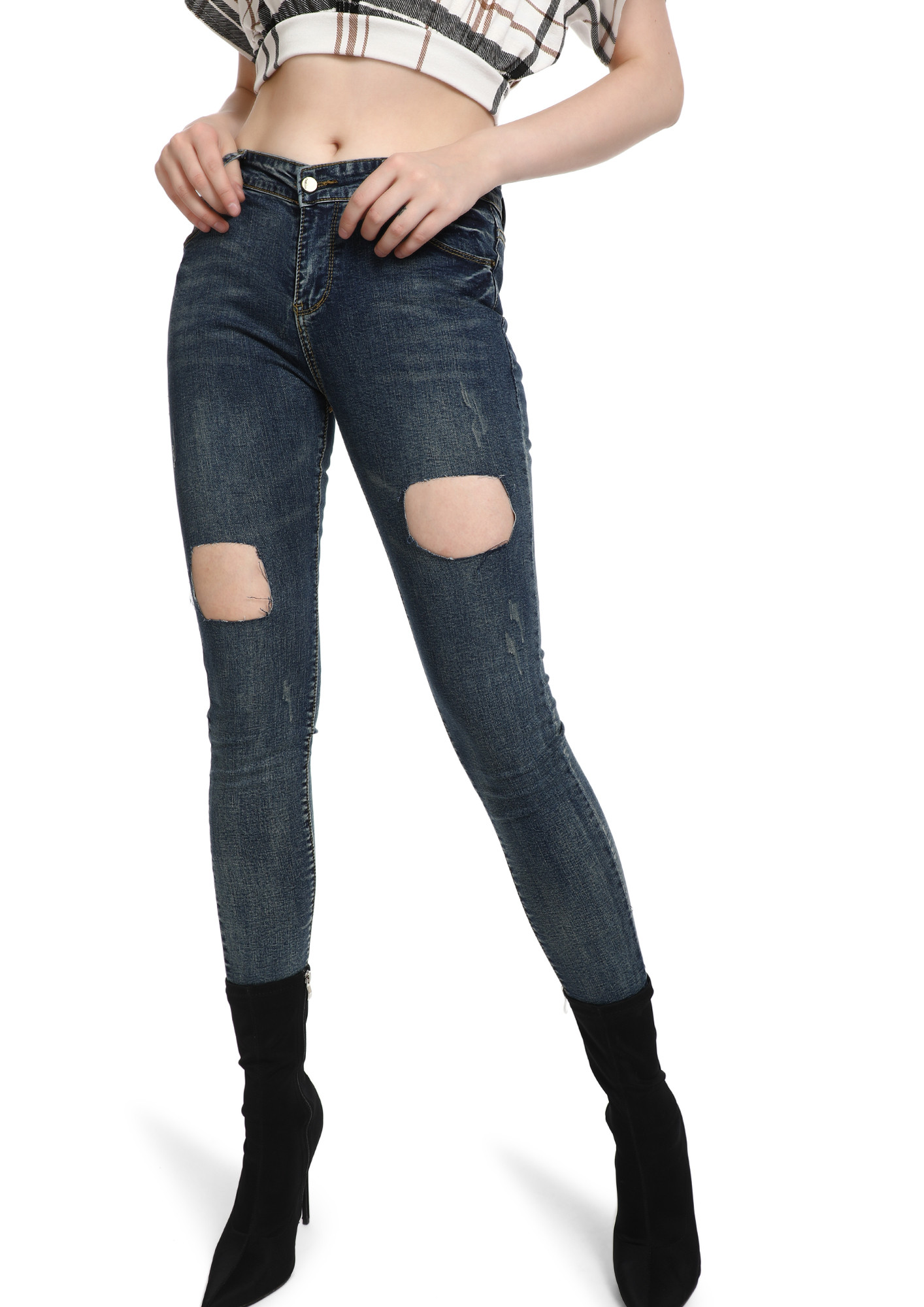 PLAY UP-FRONT BLUE DISTRESS JEANS