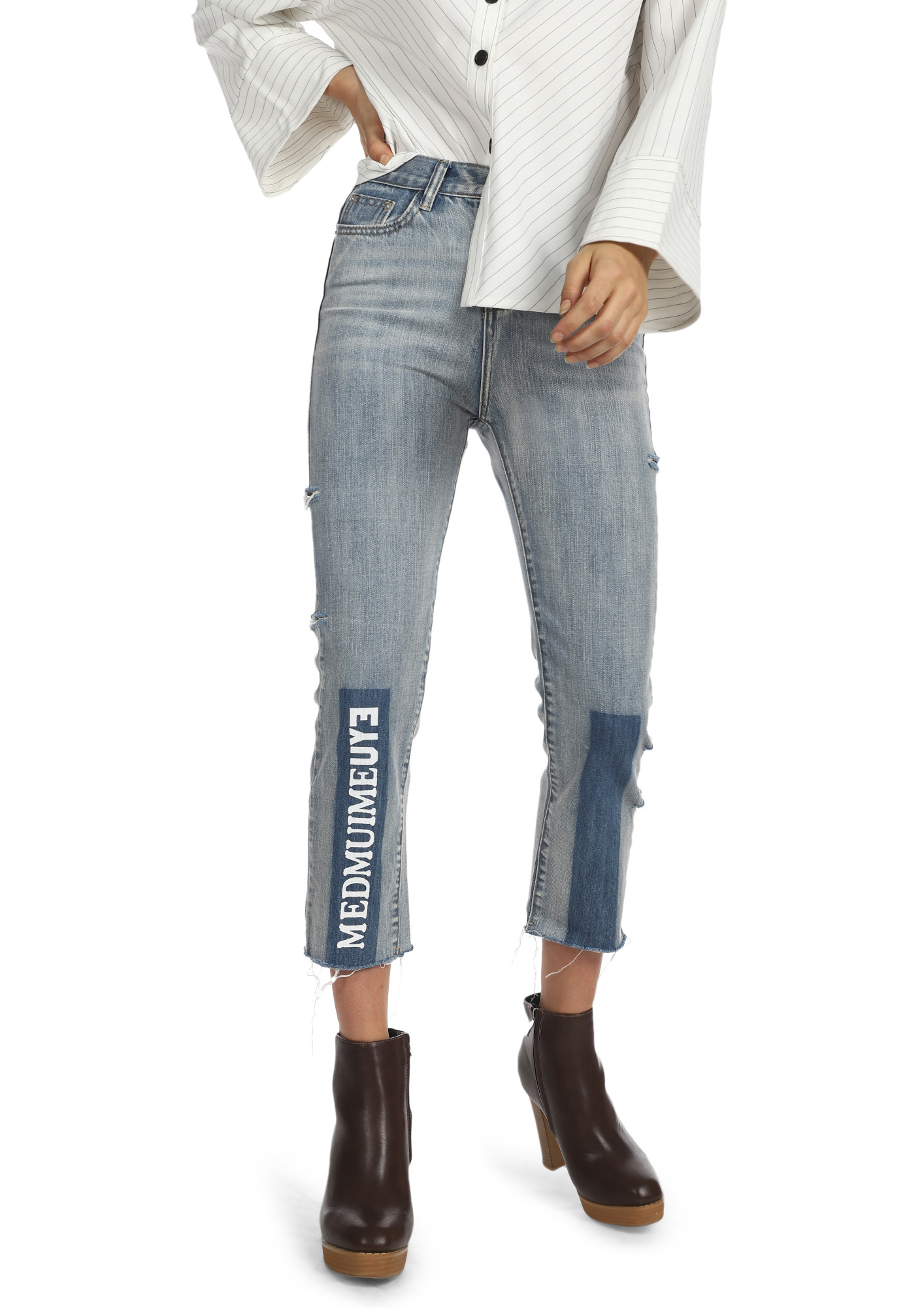 OH-SO HIGH-STREET LIGHT BLUE CROPPED JEANS