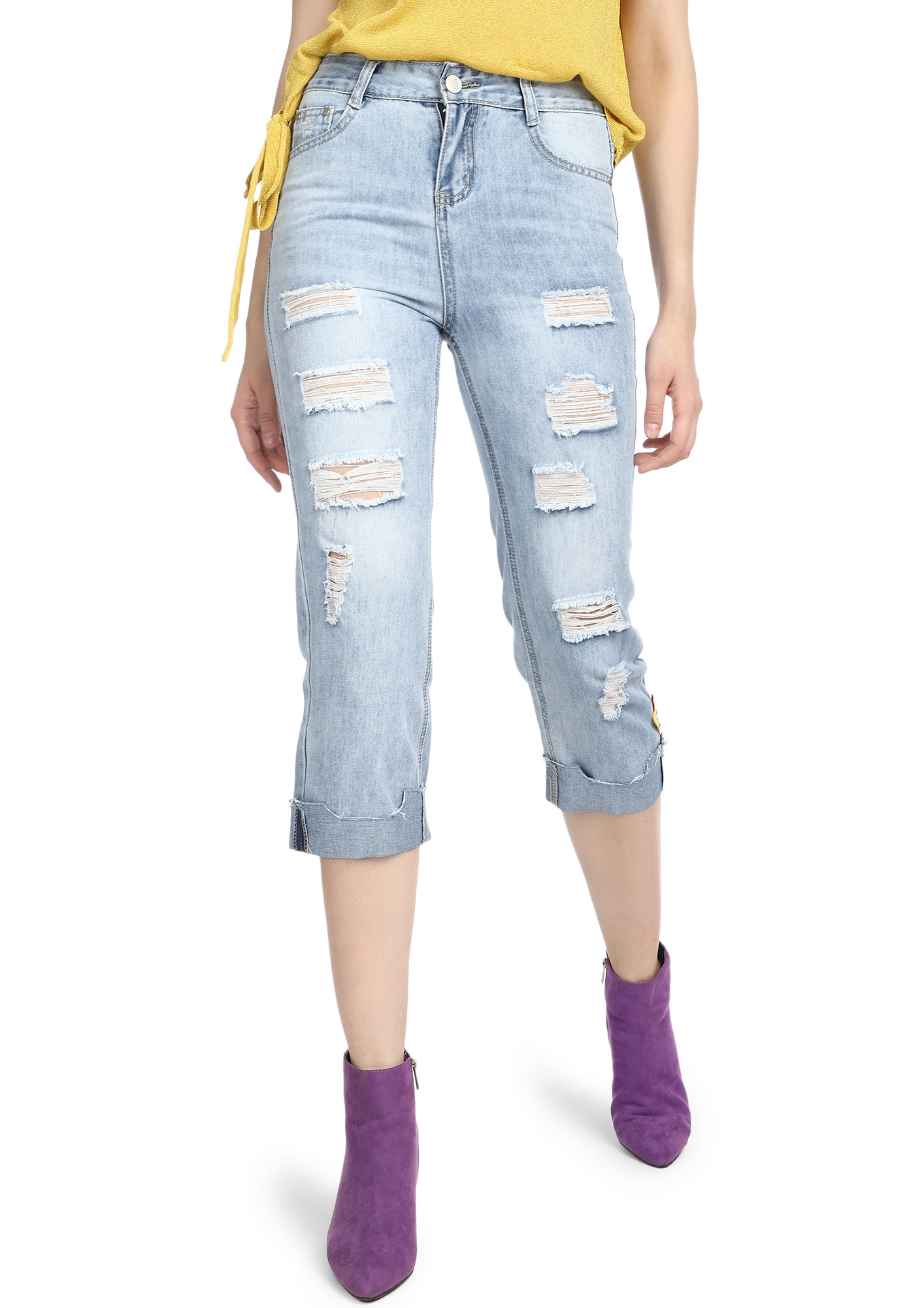 BORROWED FROM BOYS LIGHT BLUE CROPPED JEANS