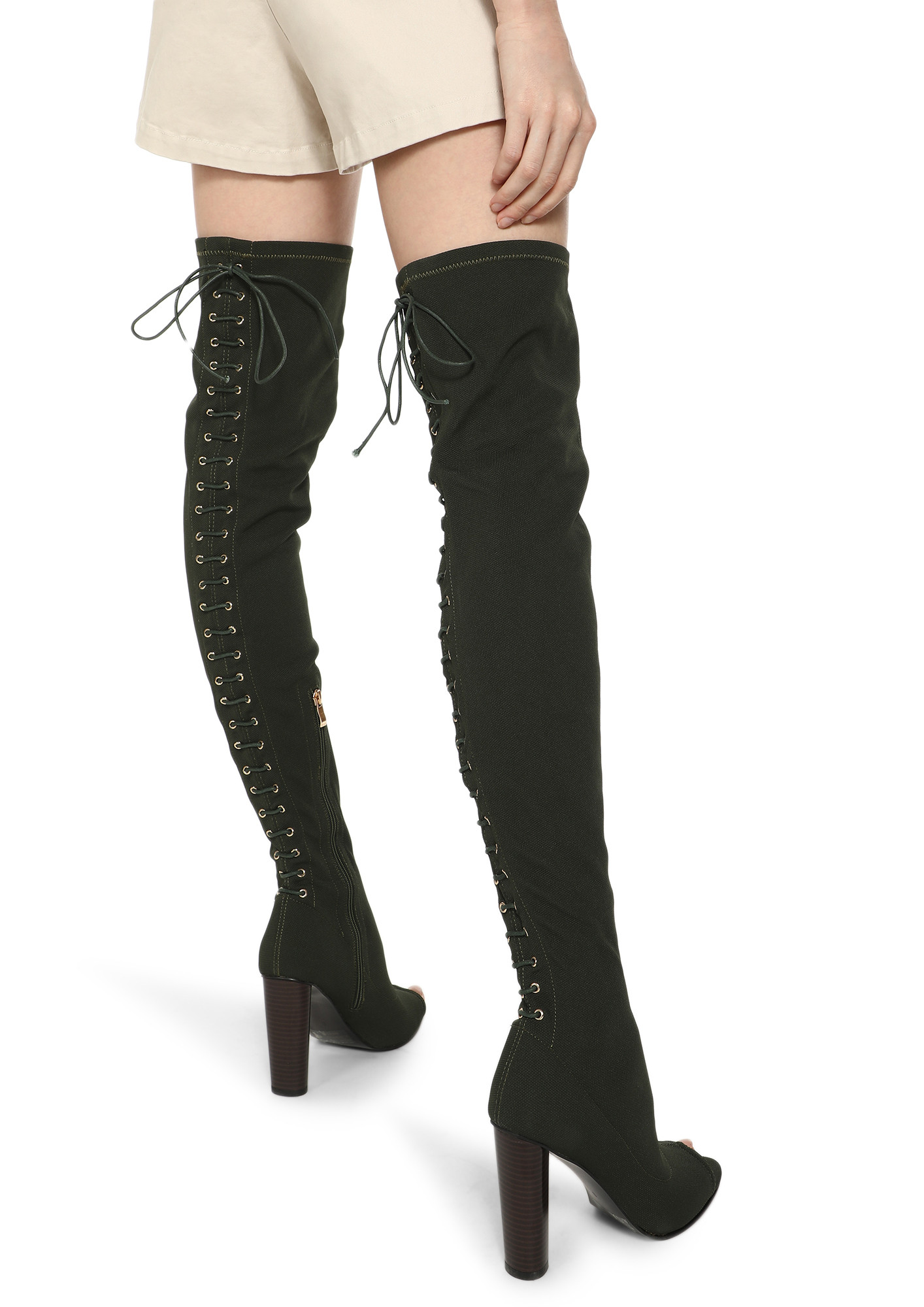 ALWAYS KEEP IT TRENDY GREEN THIGH-HIGH BOOTS