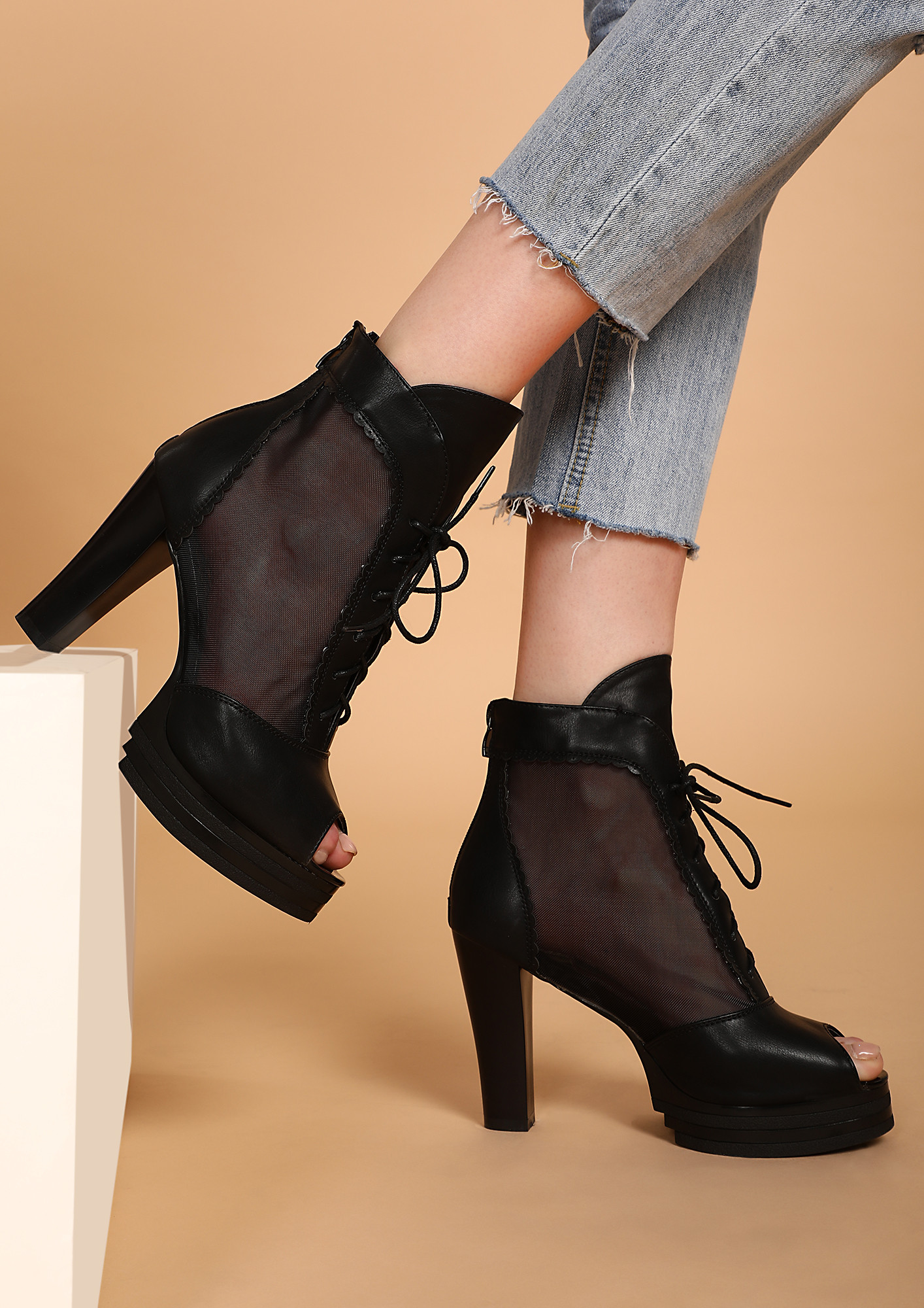 IN A HAPPY MOOD BLACK HEELED SHOES