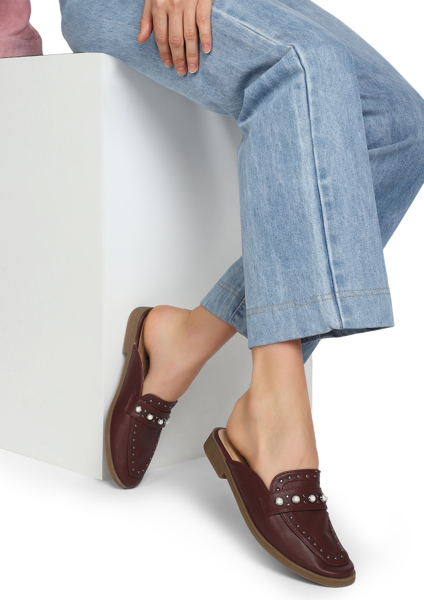 KILLING IT WITH STYLE MAROON MULE LOAFERS