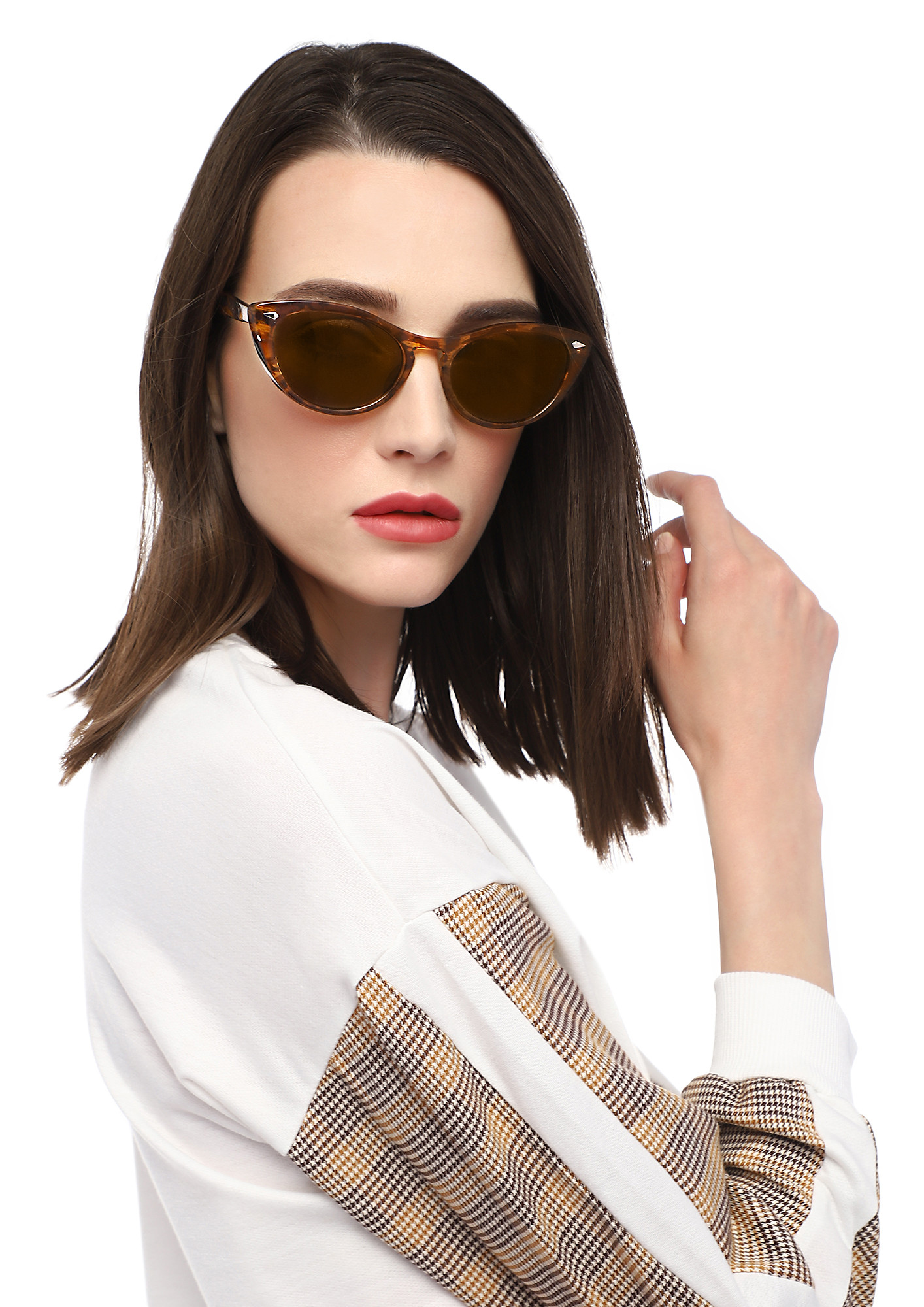 IN A MEW-MOMENT BROWN  CATEYE SUNGLASSES