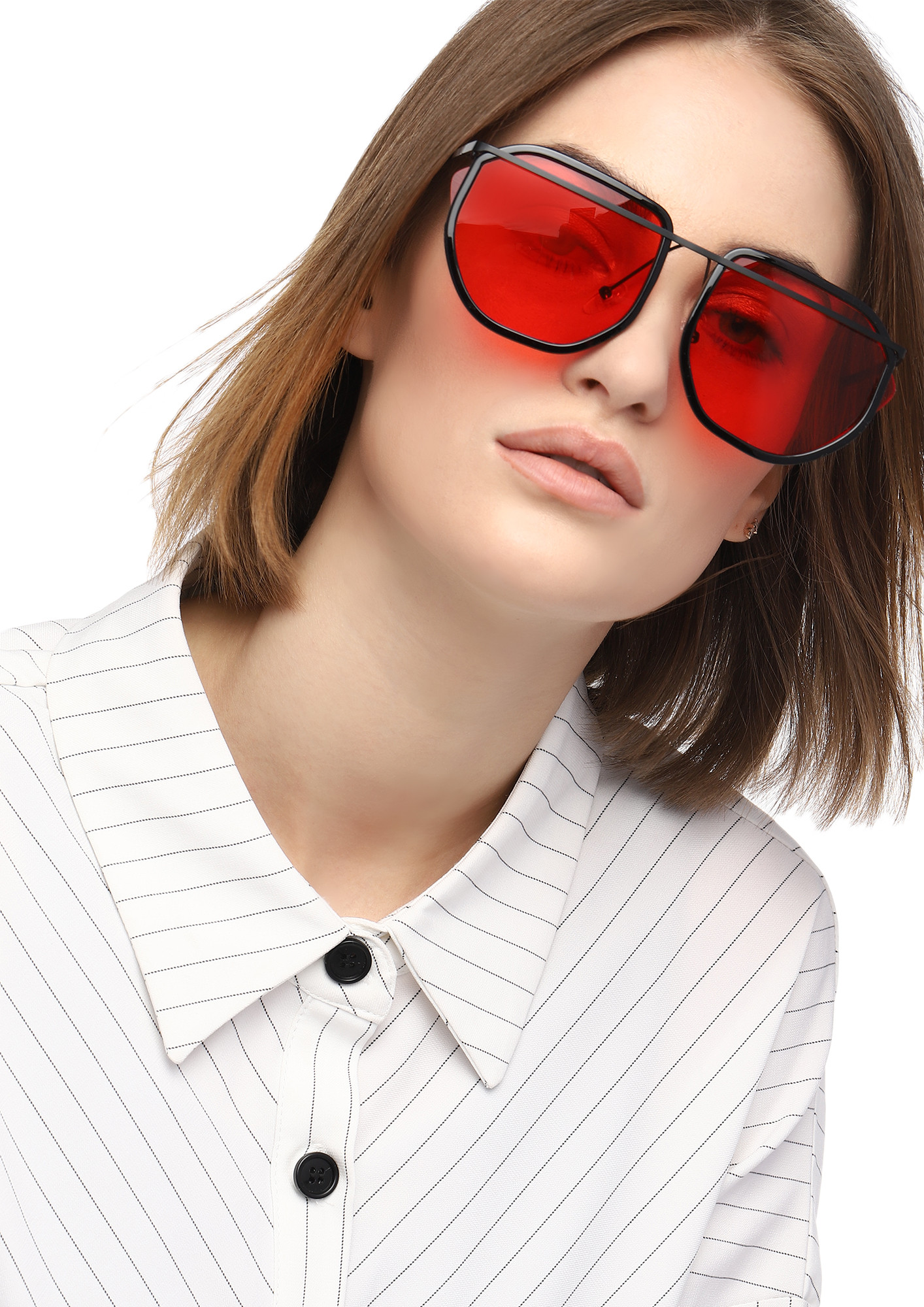 DON'T RAISE YOUR BROWS RED RETRO SUNGLASSES