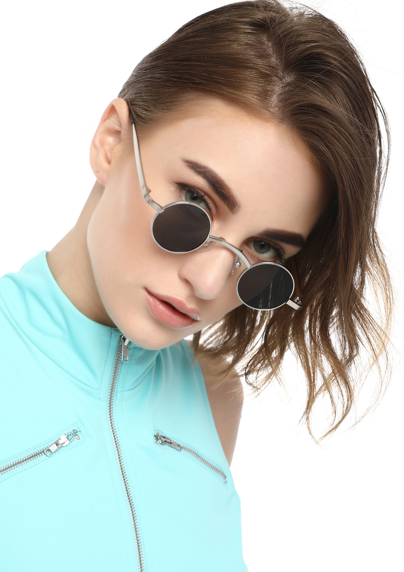 CIRCULAR THOUGHTS BLACK AND SILVER ROUND SUNGLASSES
