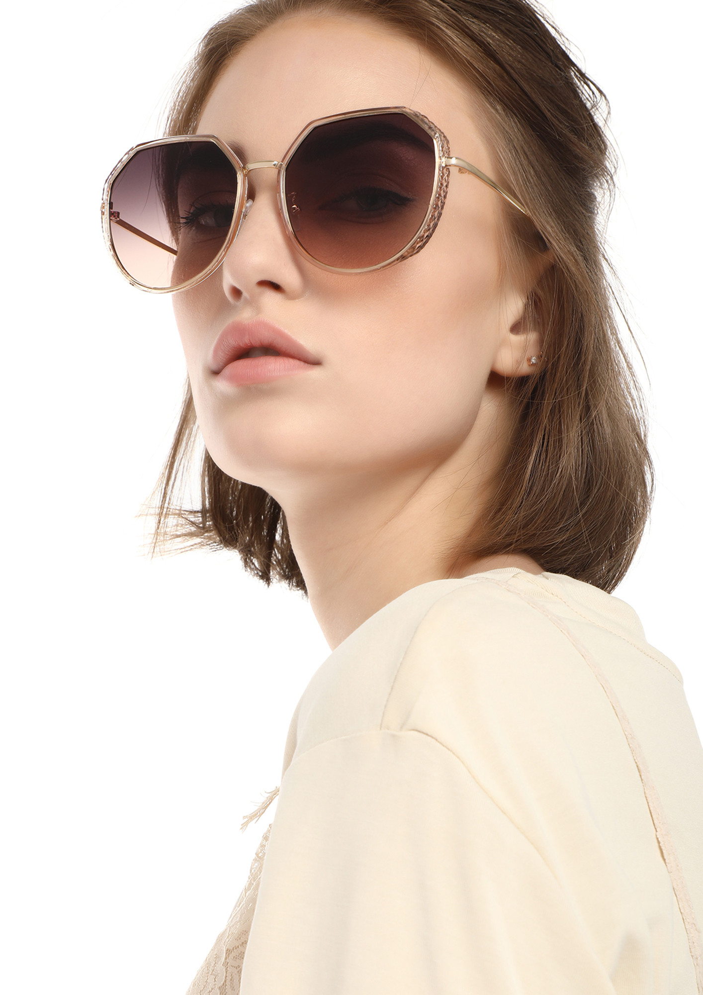 NICE TO SEE YOU BEIGE RETRO SUNGLASSES