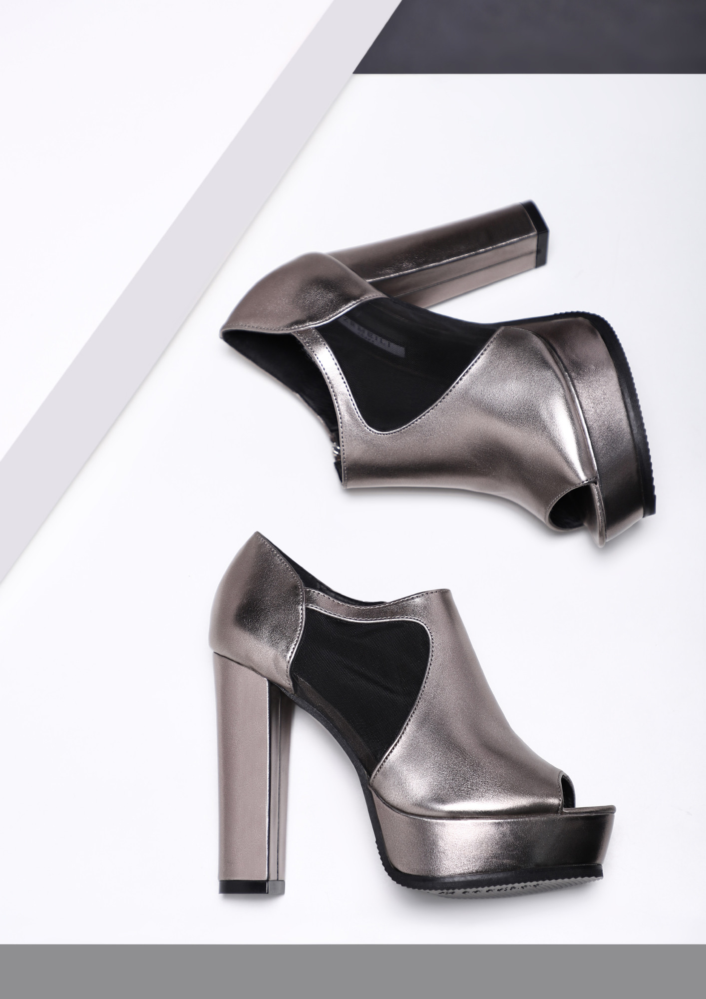 SMALL TALK GREY SILVER HEELED SHOES