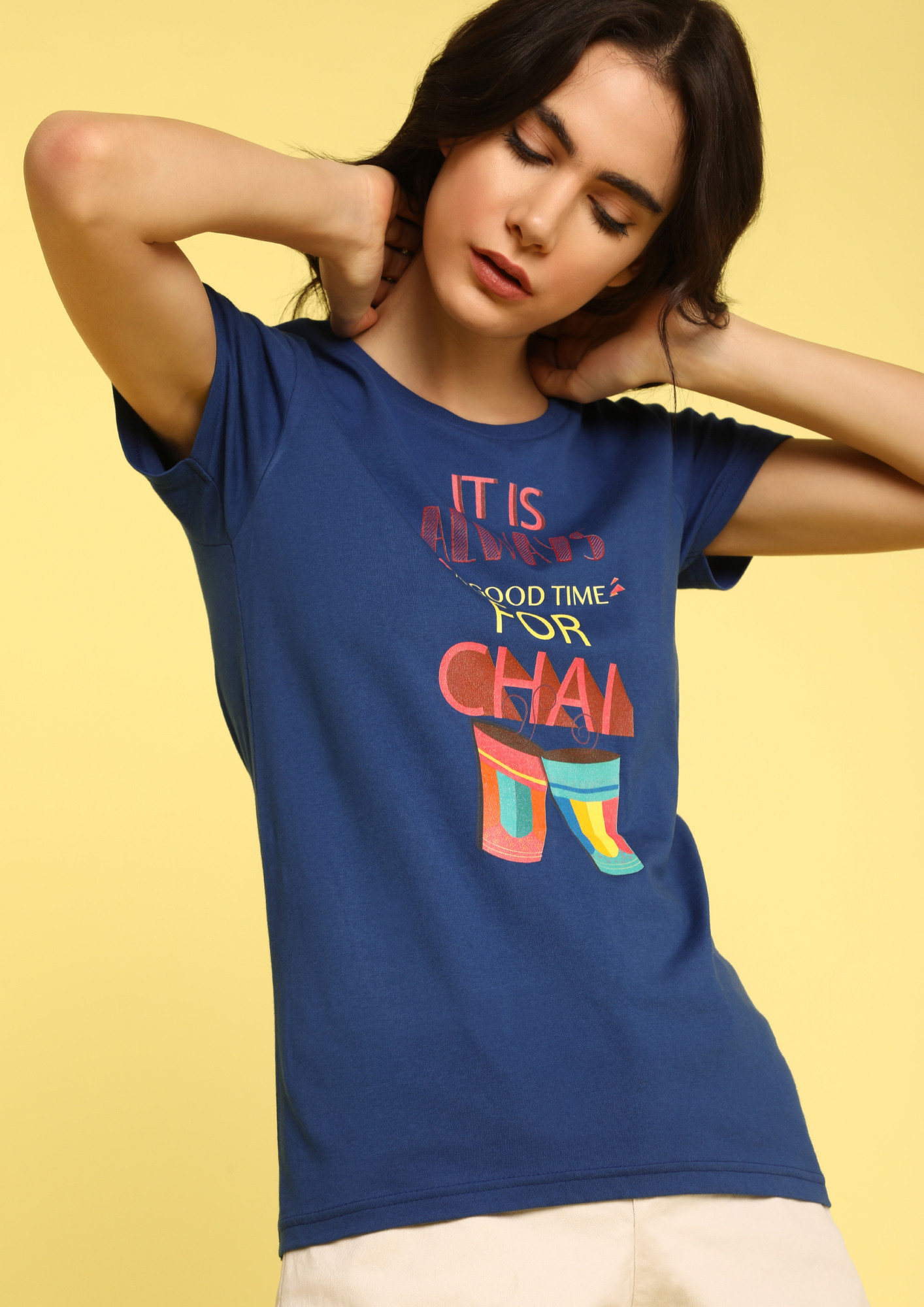 MAD FAT MONKEY TIME FOR CHAI BLUE T-SHIRT