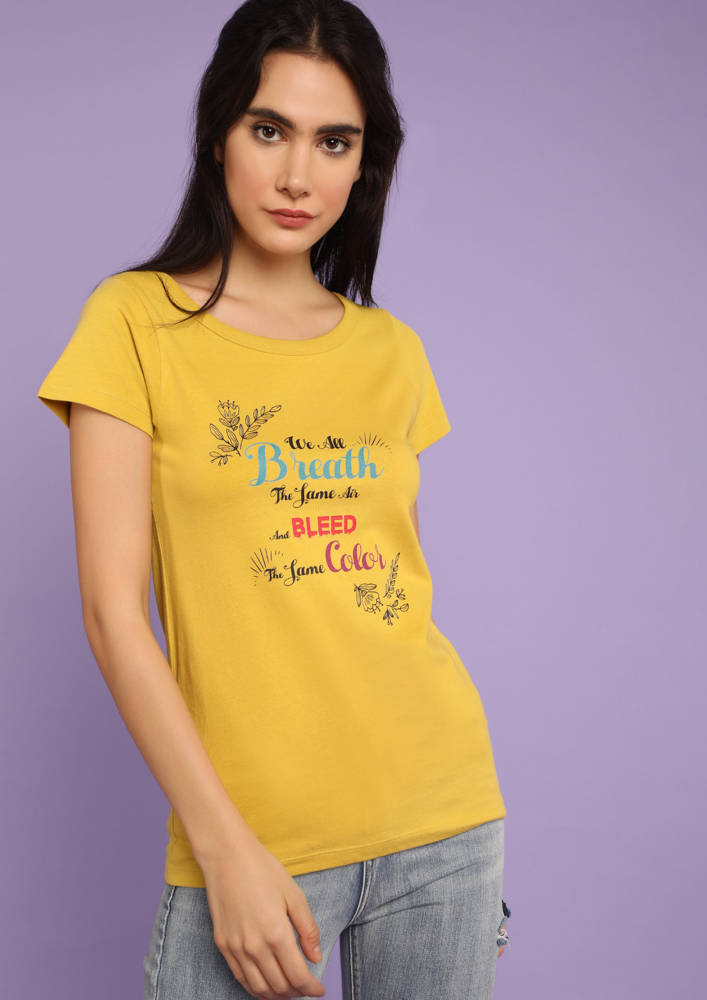 MAD FAT MONKEY WE'RE ALL SAME MUSTARD T-SHIRT