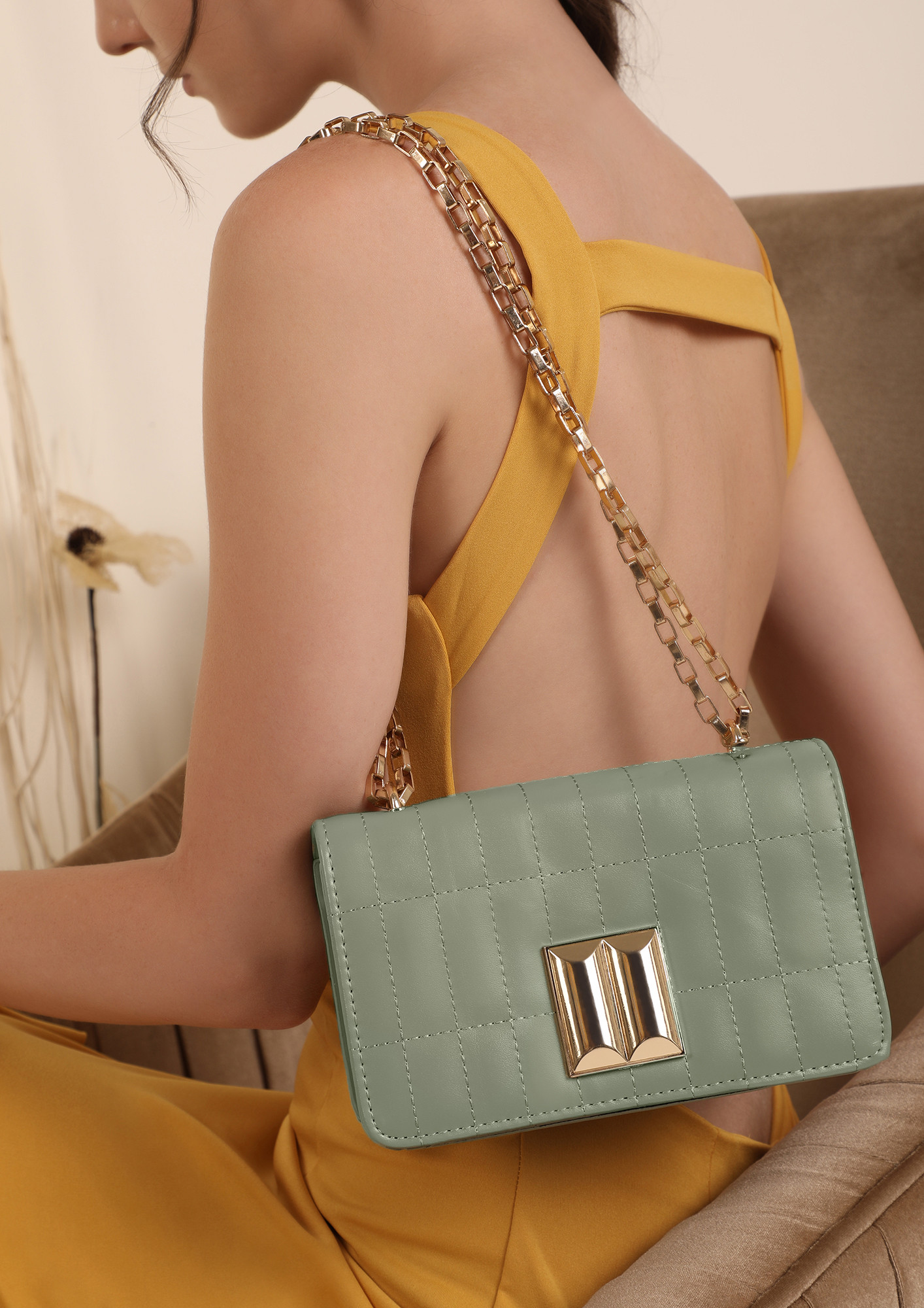 QUITE A THING PASTEL GREEN SLING BAG