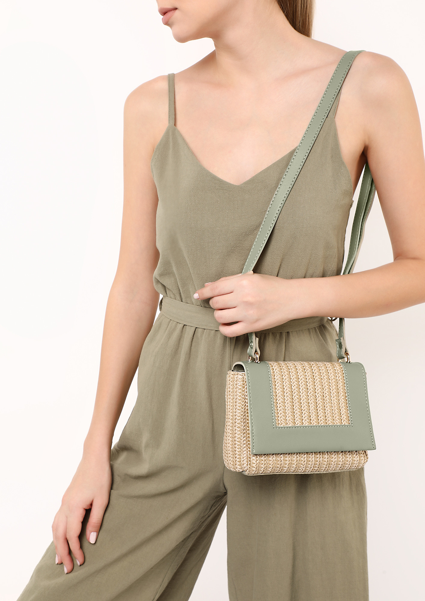 JUST HOLD ON GREEN SLING BAG