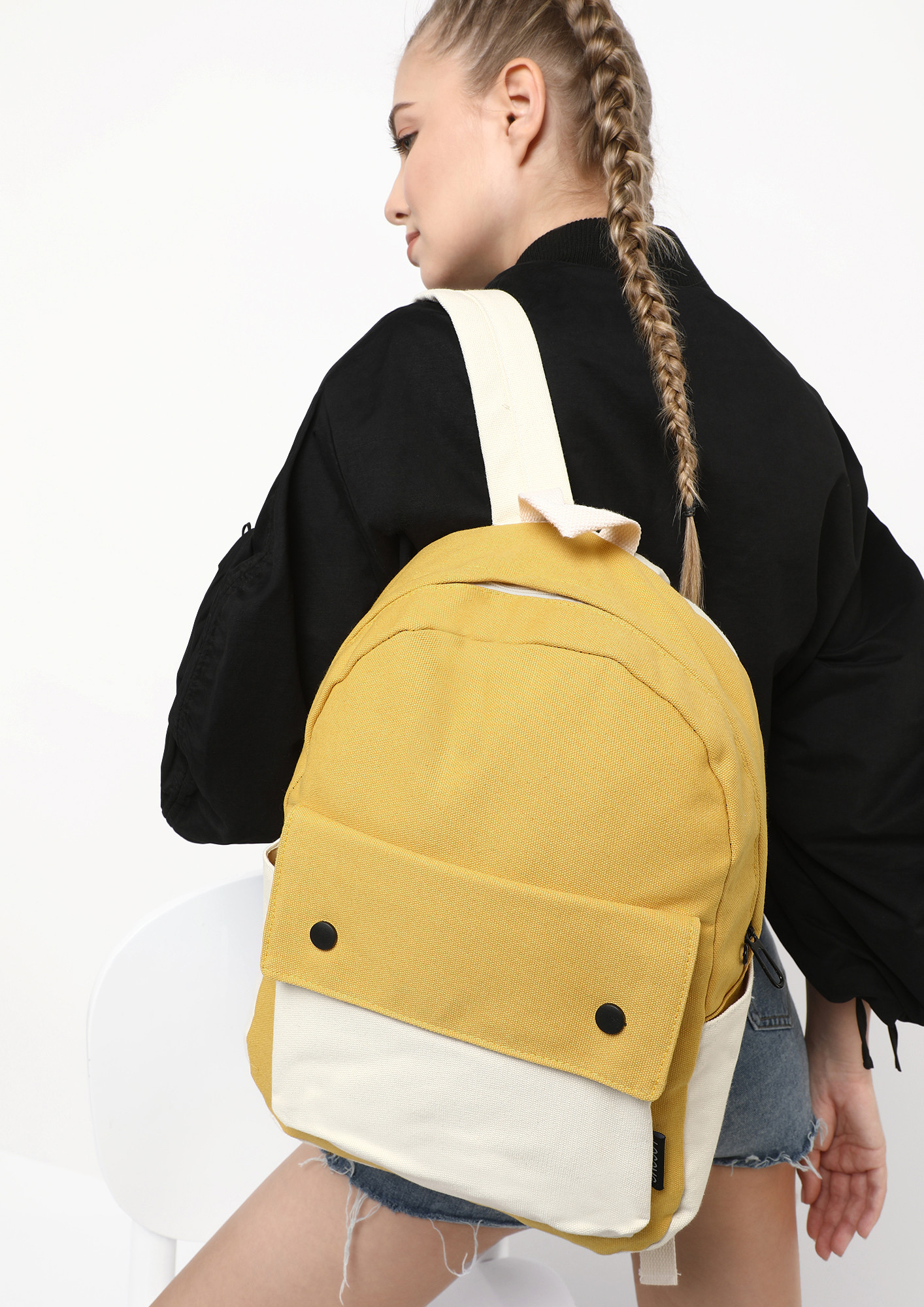 COLOUR BLOCK YELLOW BACKPACK