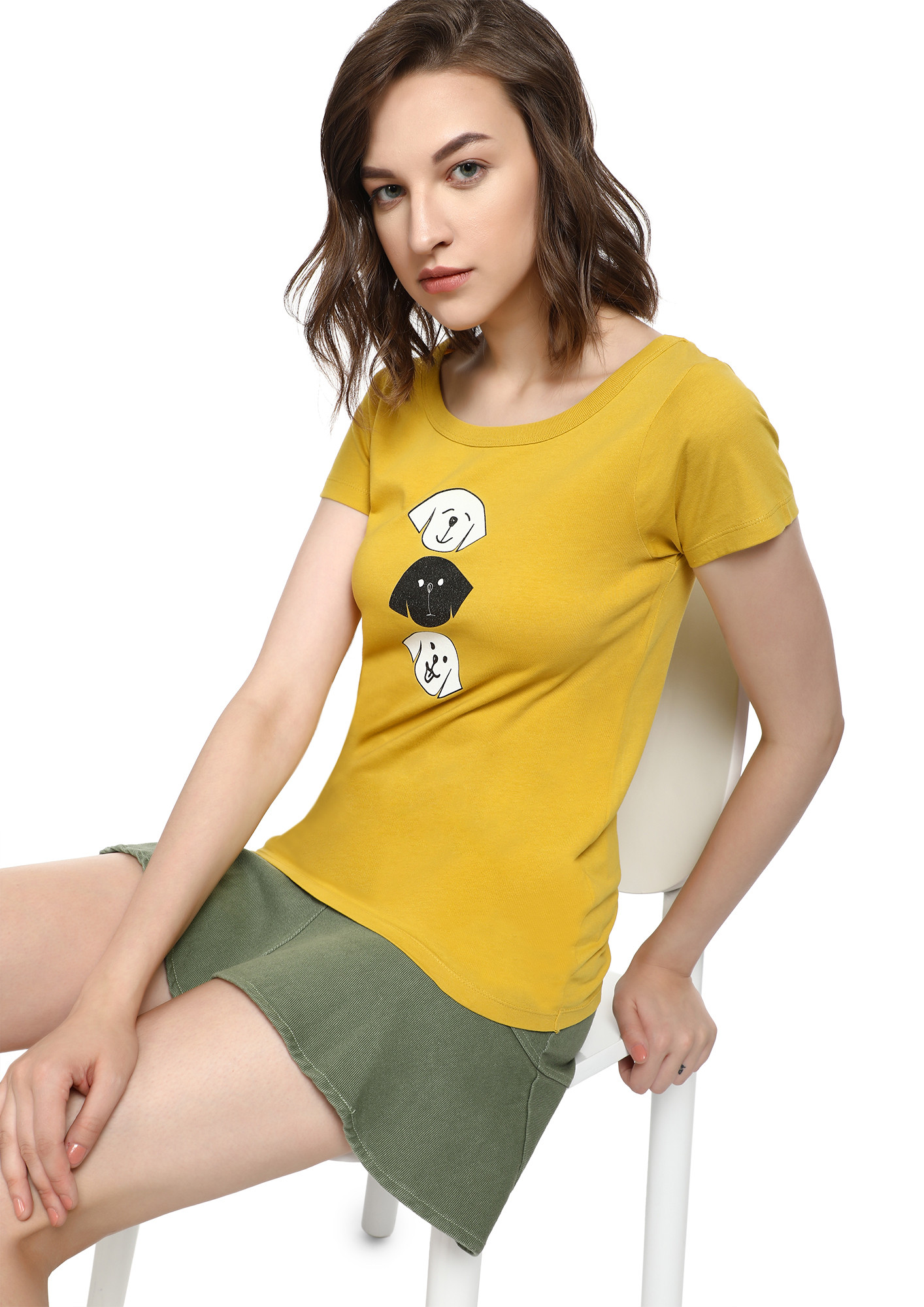 MAD FAT MONKEY DOG LOVER YELLOW T-SHIRT