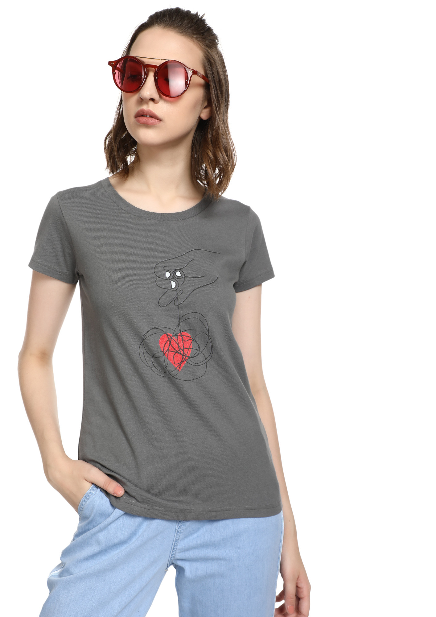 MAD FAT MONKEY WIRED LOVE GREY T-SHIRT