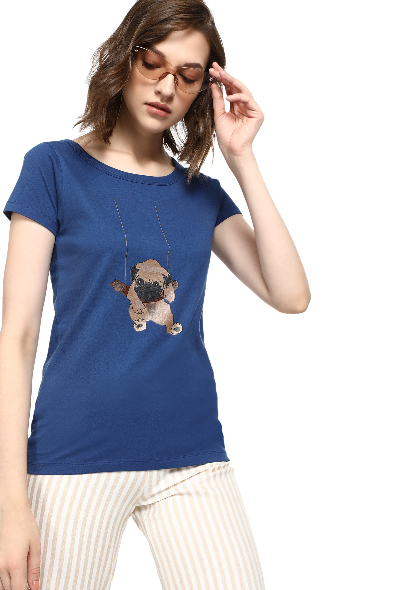 MAD FAT MONKEY YOU AND I NAVY T-SHIRT