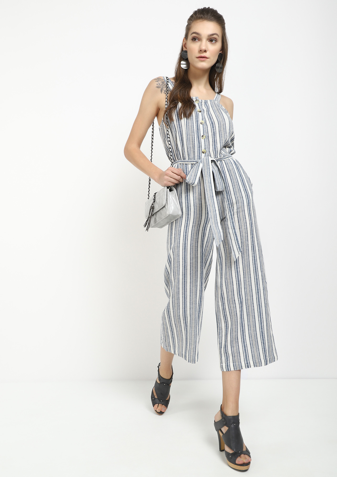 GOING WITH STRIPES BLUE JUMPSUIT