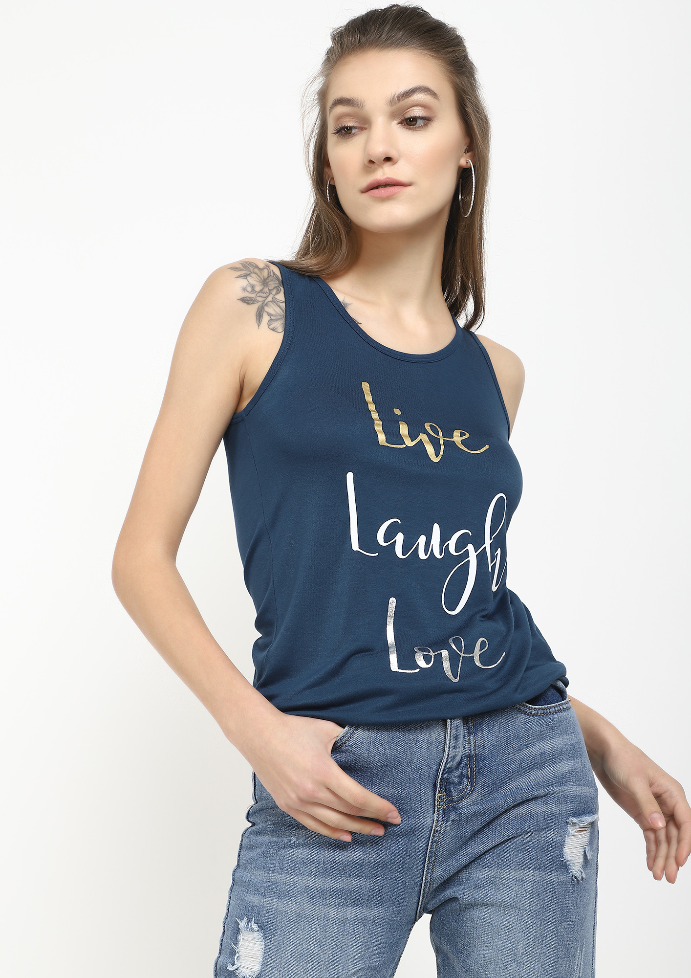 TOO COOL FOR YOU DUDE NAVY TUNIC TANK