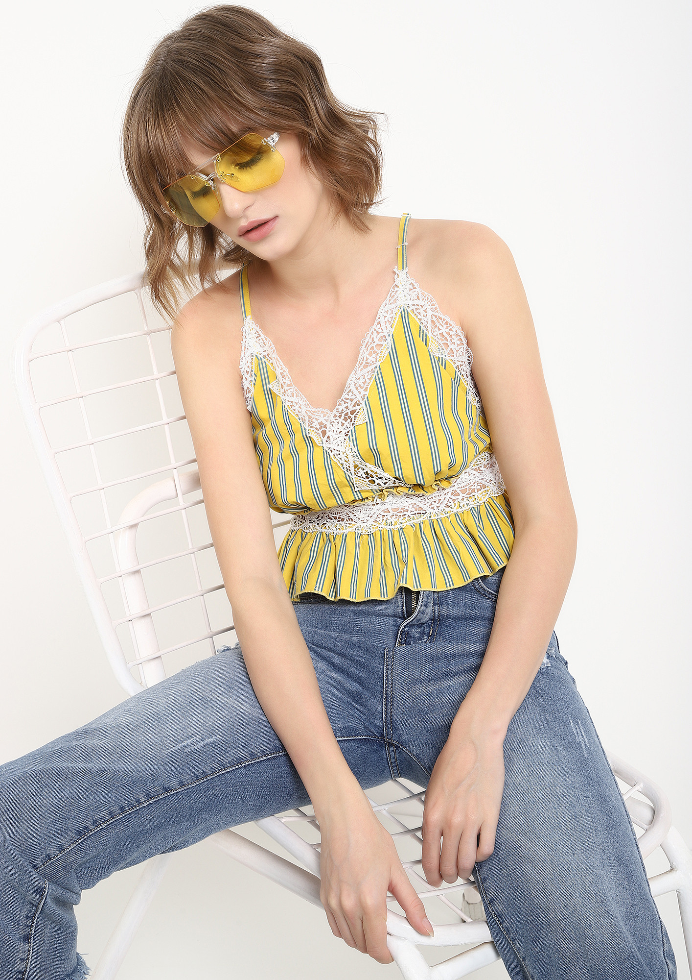 STRIPE OR NOT YELLOW CAMI TOP