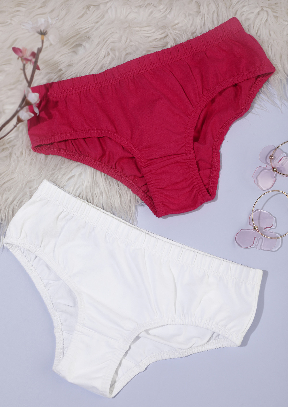 White Hot Pink Hipsters Set With Inner Elastic