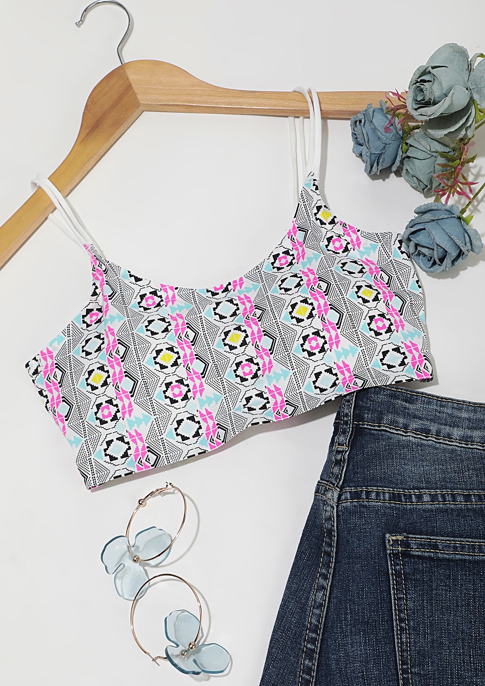 LIGHTLY PADDED BRA IN A MULTICOLOURED PRINT