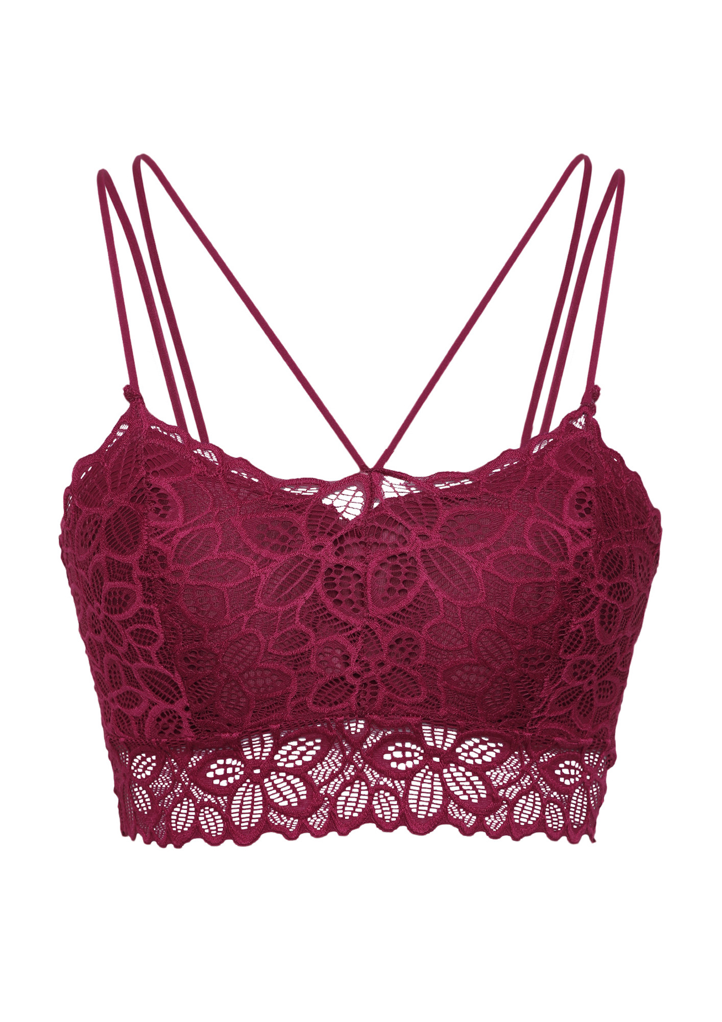 Buy LACE TRIMMED RED STRAPPY BRALETTE for Women Online in India