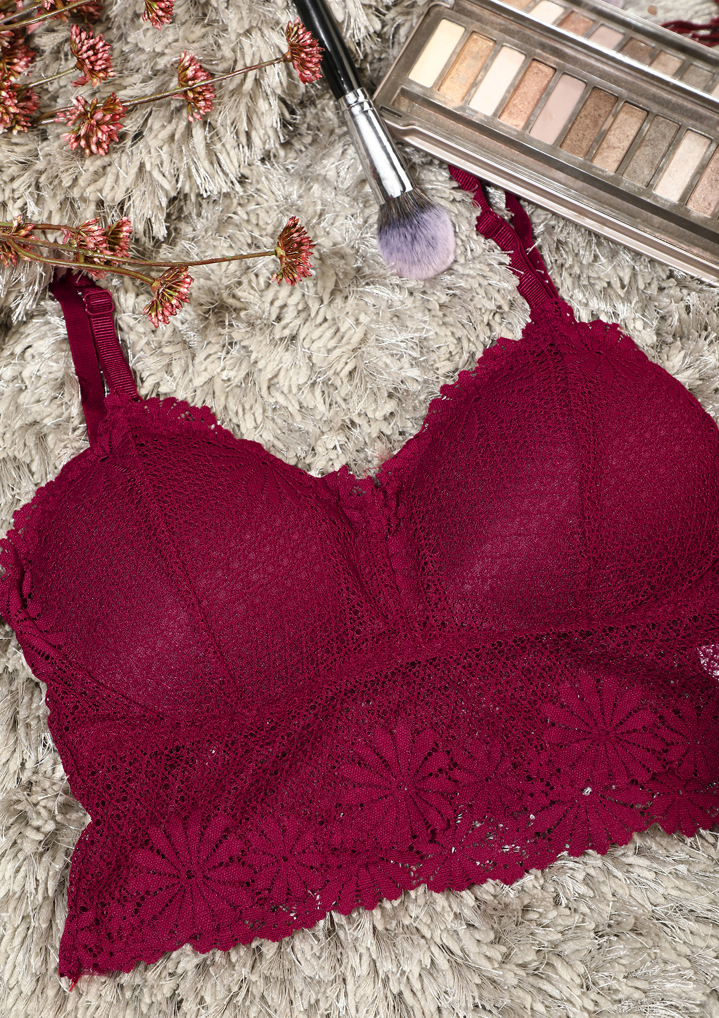Buy LIGHTLY PADDED MAROON LACED BRA for Women Online in India