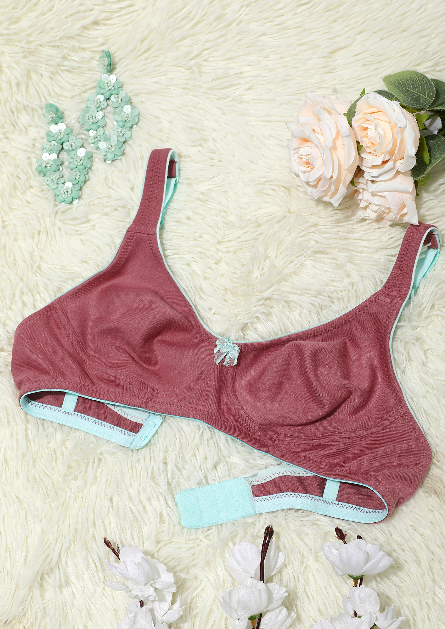 PLAY IT COOL BURGUNDY NON PADDED FULL COVERAGE BRA