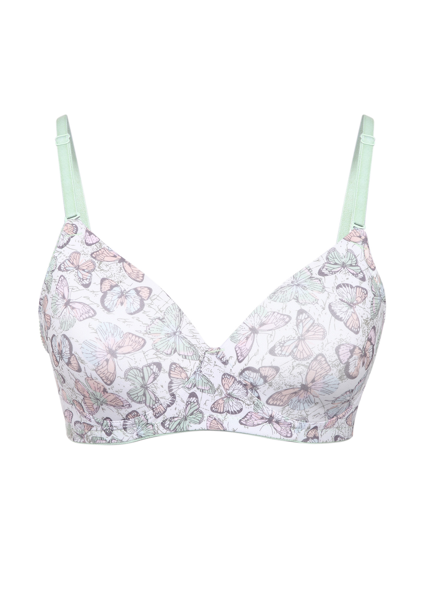 LIGHTLY PADDED NON WIRED MYSTIQUE BUTTERFLY PRINT BRA