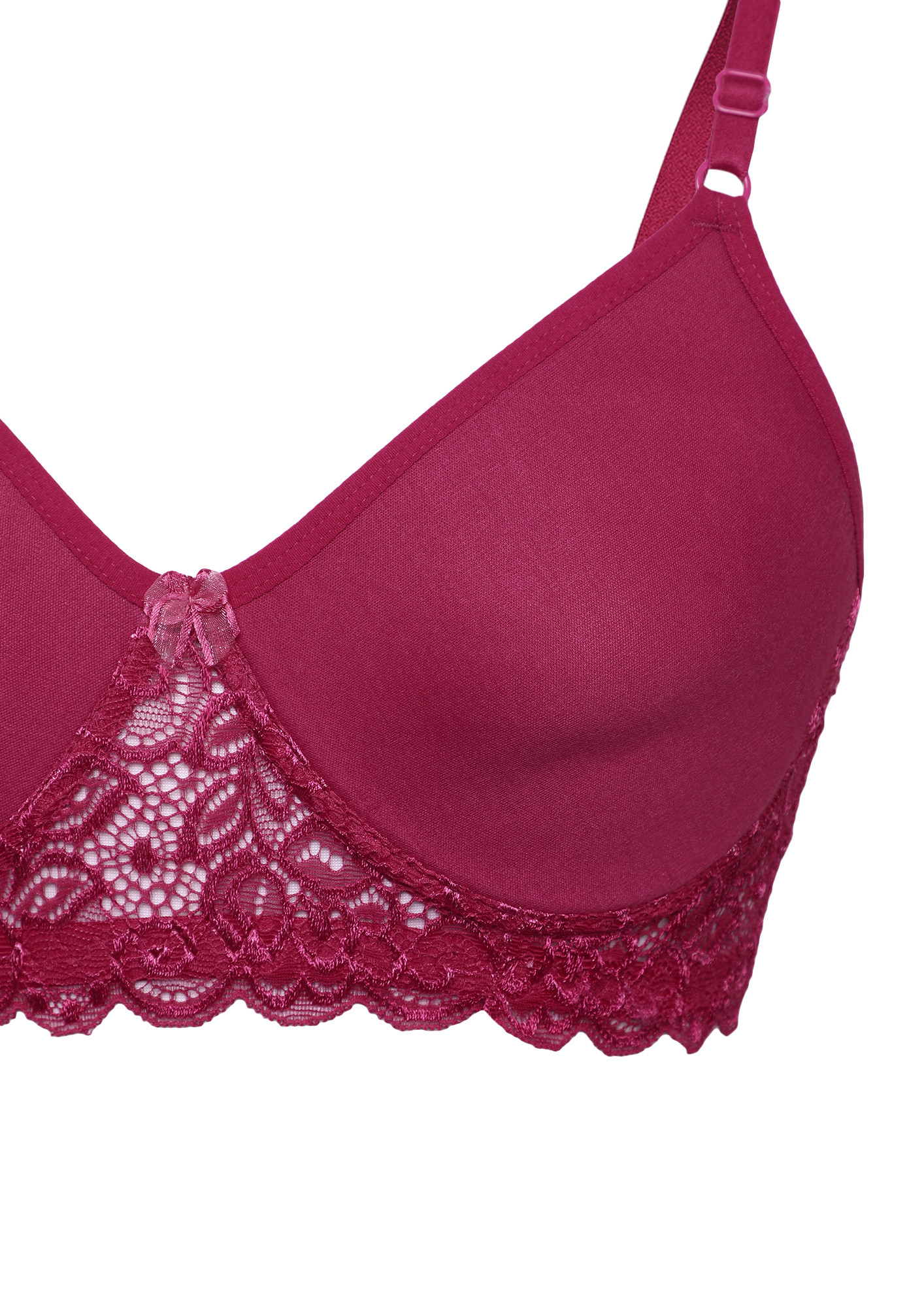Buy Glamour In Hot Pink Spacer Cups Lace Bra for Women Online in India