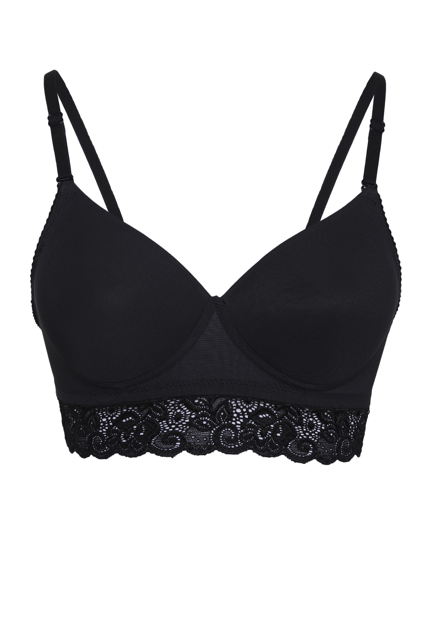 GLAMOUR QUOTIENT PADDED NON WIRED BLACK LACE BRA