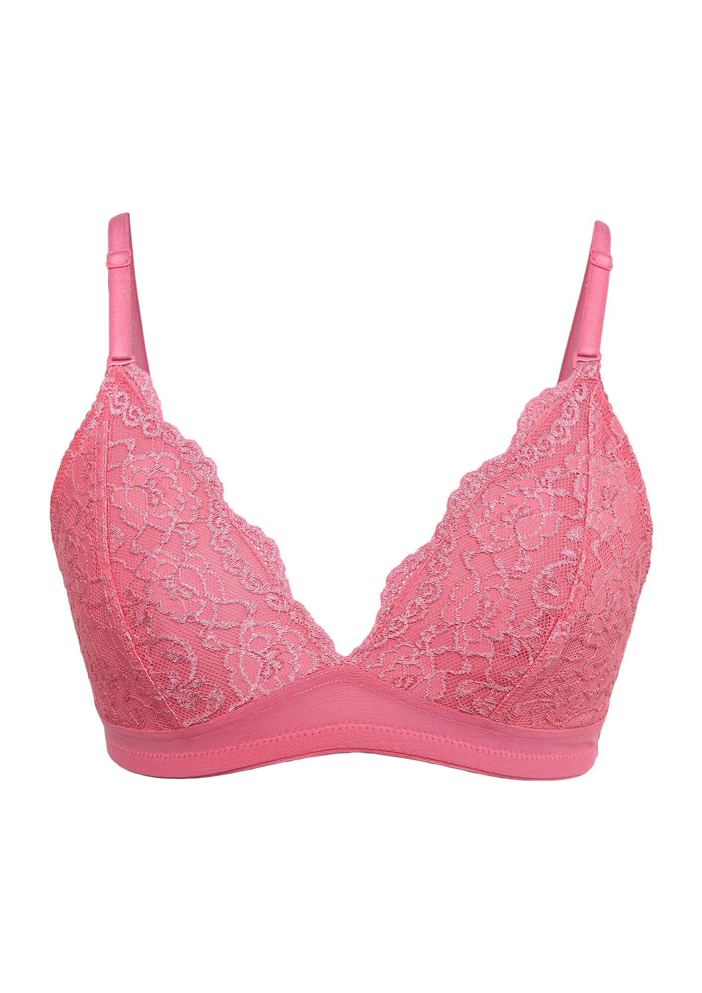 Buy LACE NON-PADDED NON-WIRED FULL COVERAGE PINK BRA for Women Online in  India