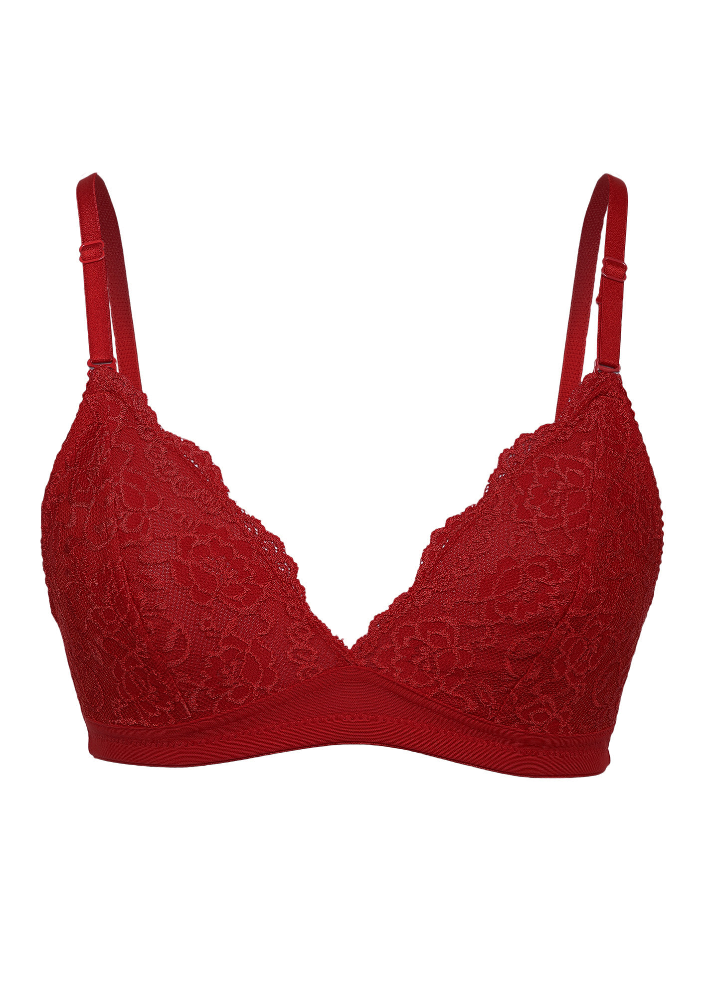 LACE NON PADDED NON WIRED FULL COVERAGE MAROON BRA
