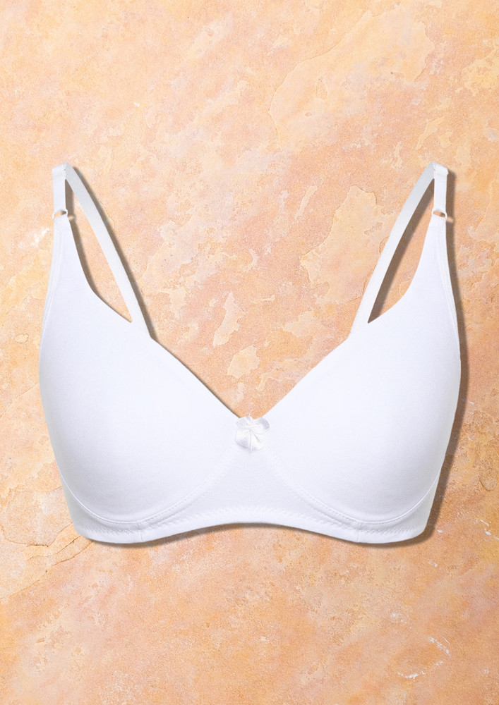 IN A JIFFY NON PADDED NON WIRED FULL COVERAGE WHITE BRA
