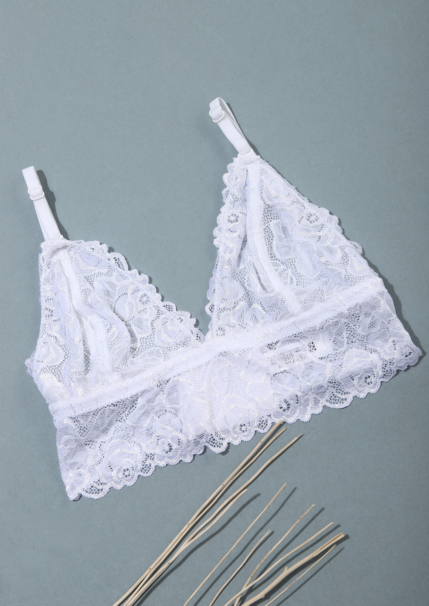 LACE TO LACE NON-PADDED NON-WIRED FULL COVERAGE WHITE BRA