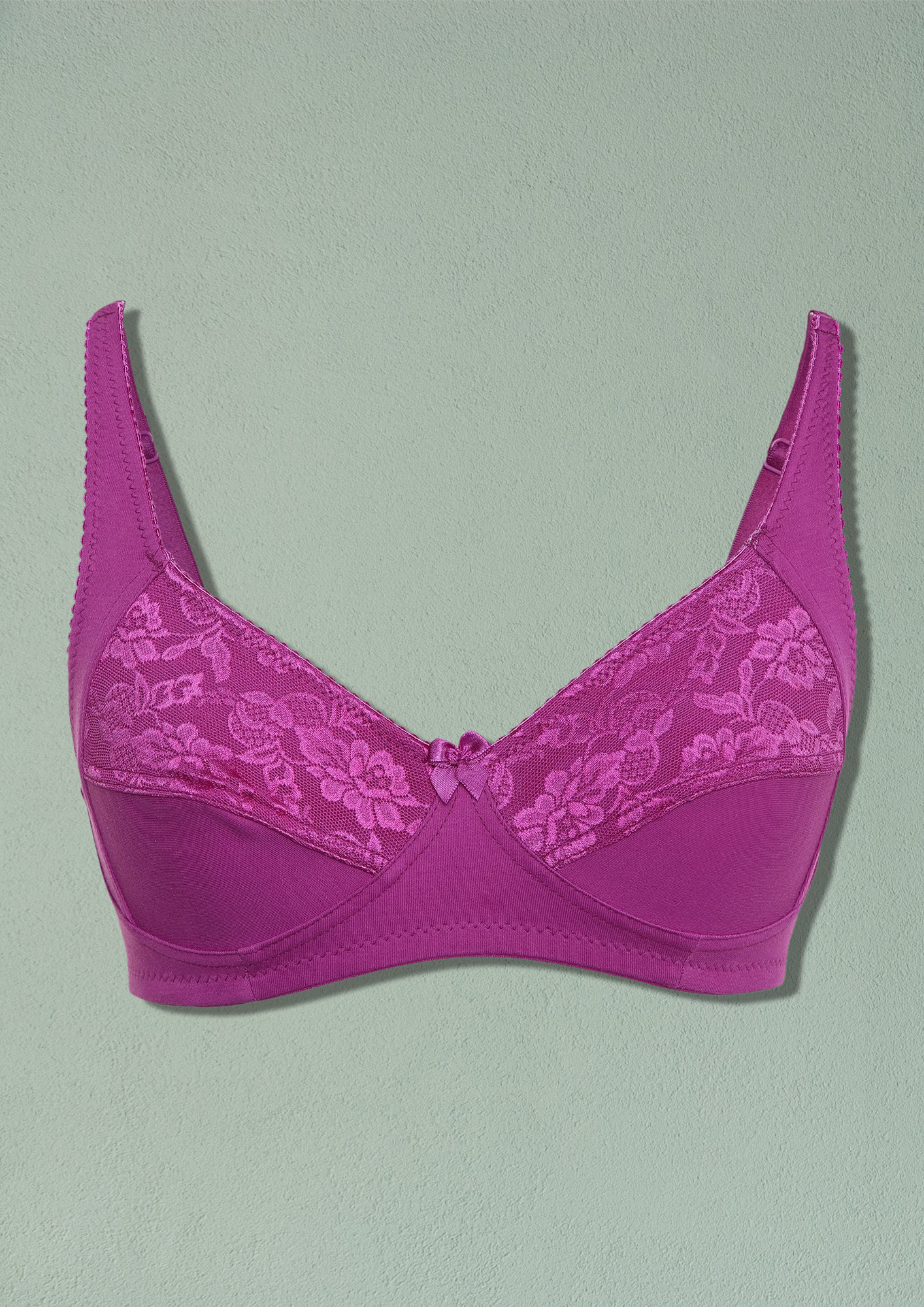 Buy Non-Padded Non-Wired Full Cup Bra in Hot Pink - Lace Online