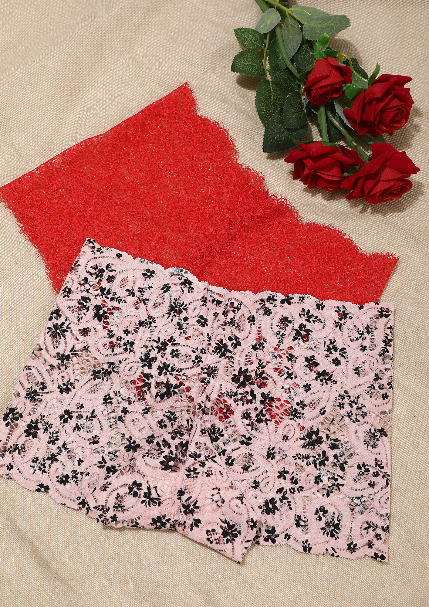 FEEL LIKE HOME RED AND PINK BOY SHORTS SET