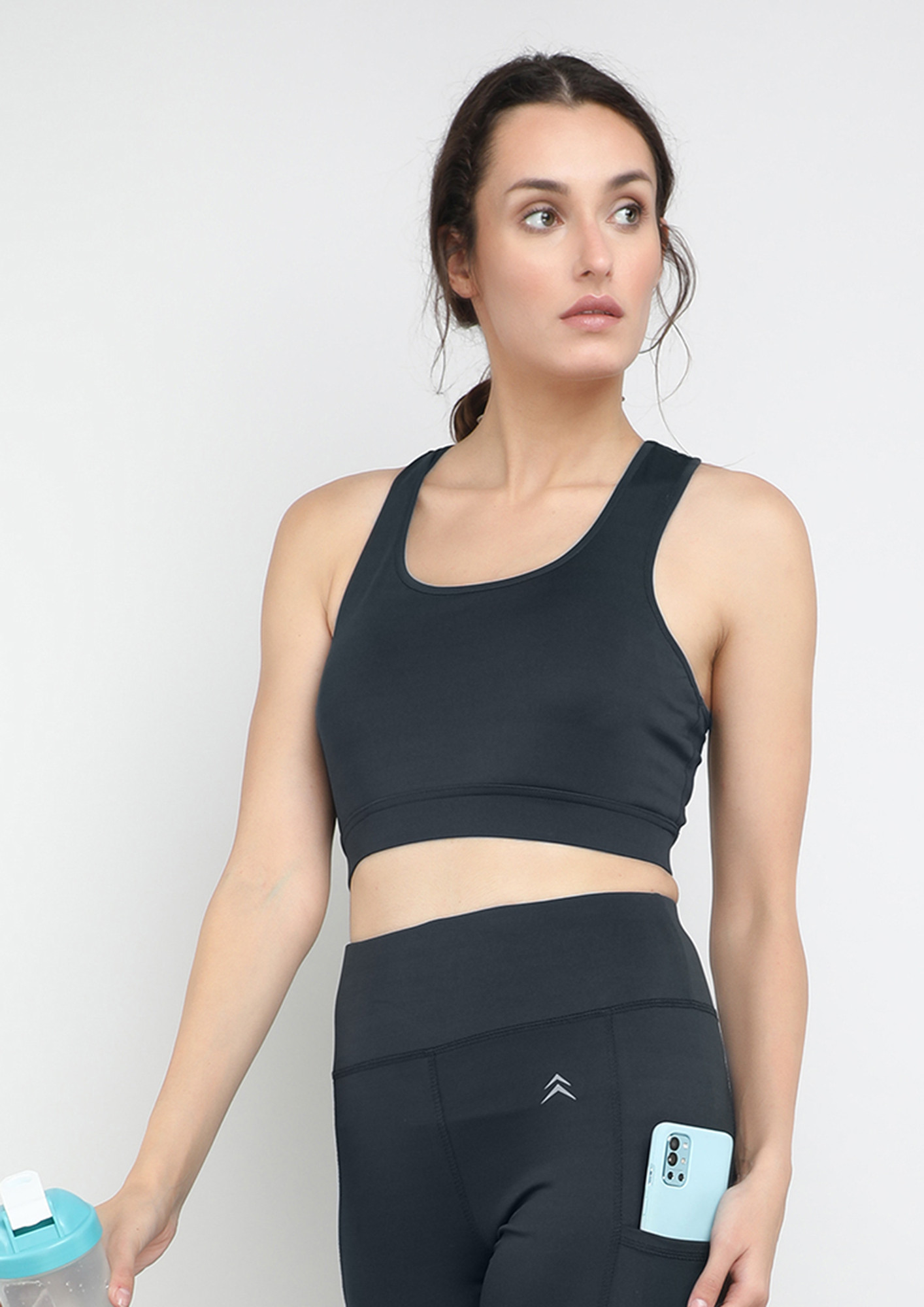 YOU KNOW THE DRILL CHARCOAL GREY SPORTS BRA