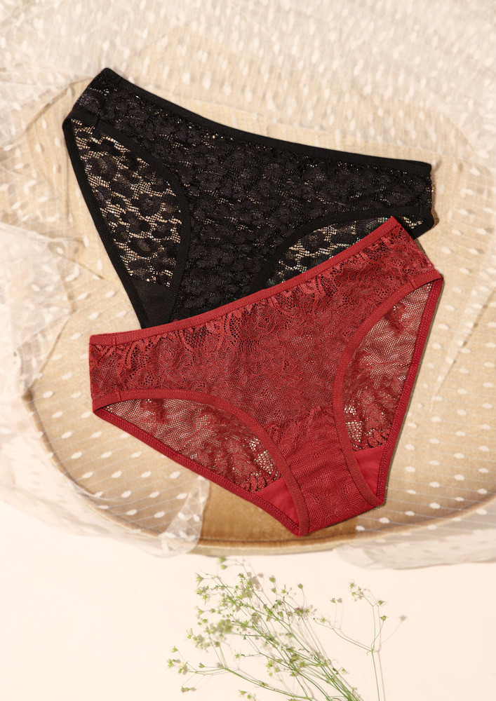 Passionate About You Red And Black Bikini Bottoms combo