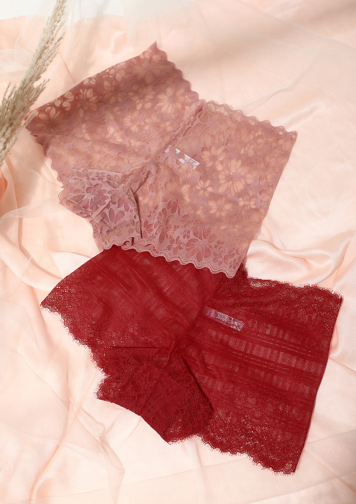 A Little Kinky Red And Searose Boy Shorts Combo