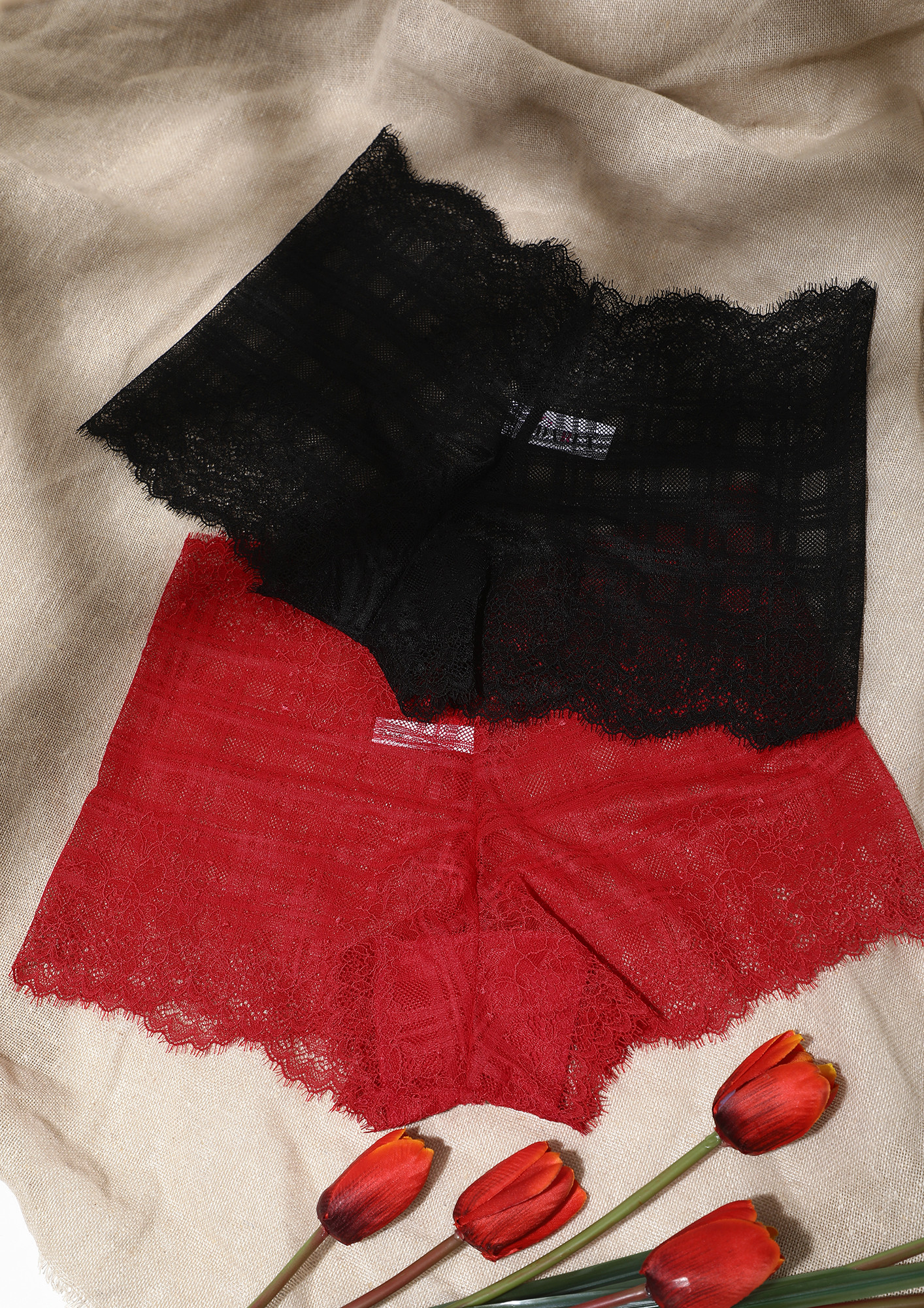 LOVE HANDLES BLACK AND RED BOY SHORTS COMBO