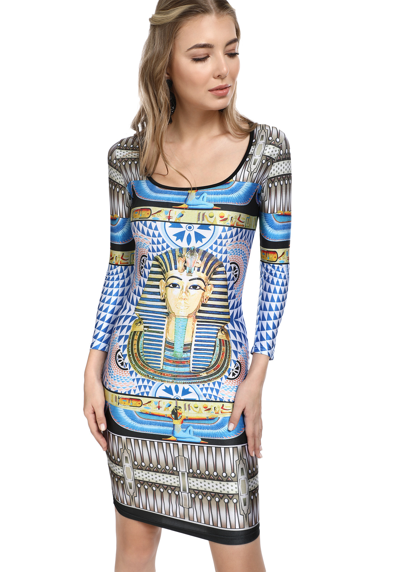 THE EGYPTIAN BEAUTY MULTICOLOR BODYCON DRESS