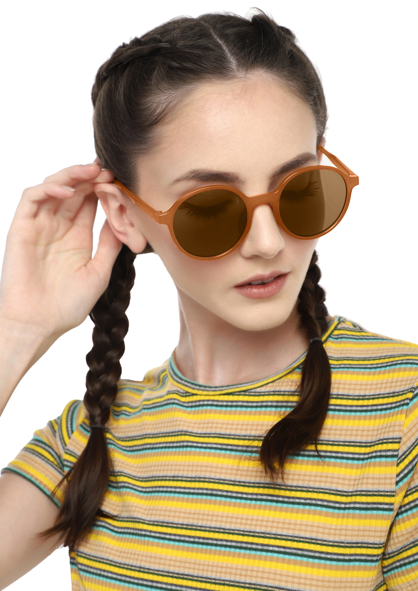QUITE AN ALL-ROUNDER TEA BROWN ROUND SUNGLASSES