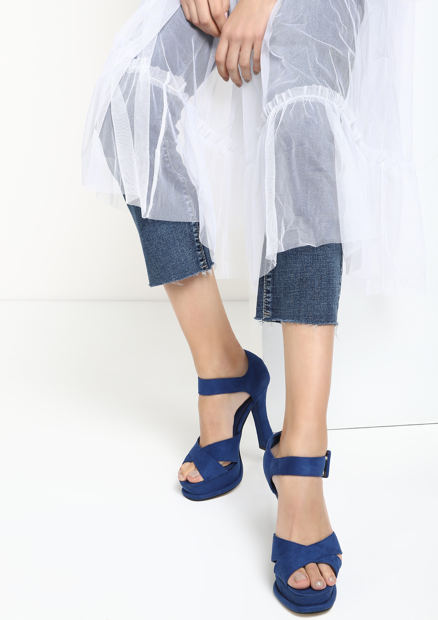 NOTHING COMES EASY BLUE HEELED SANDALS