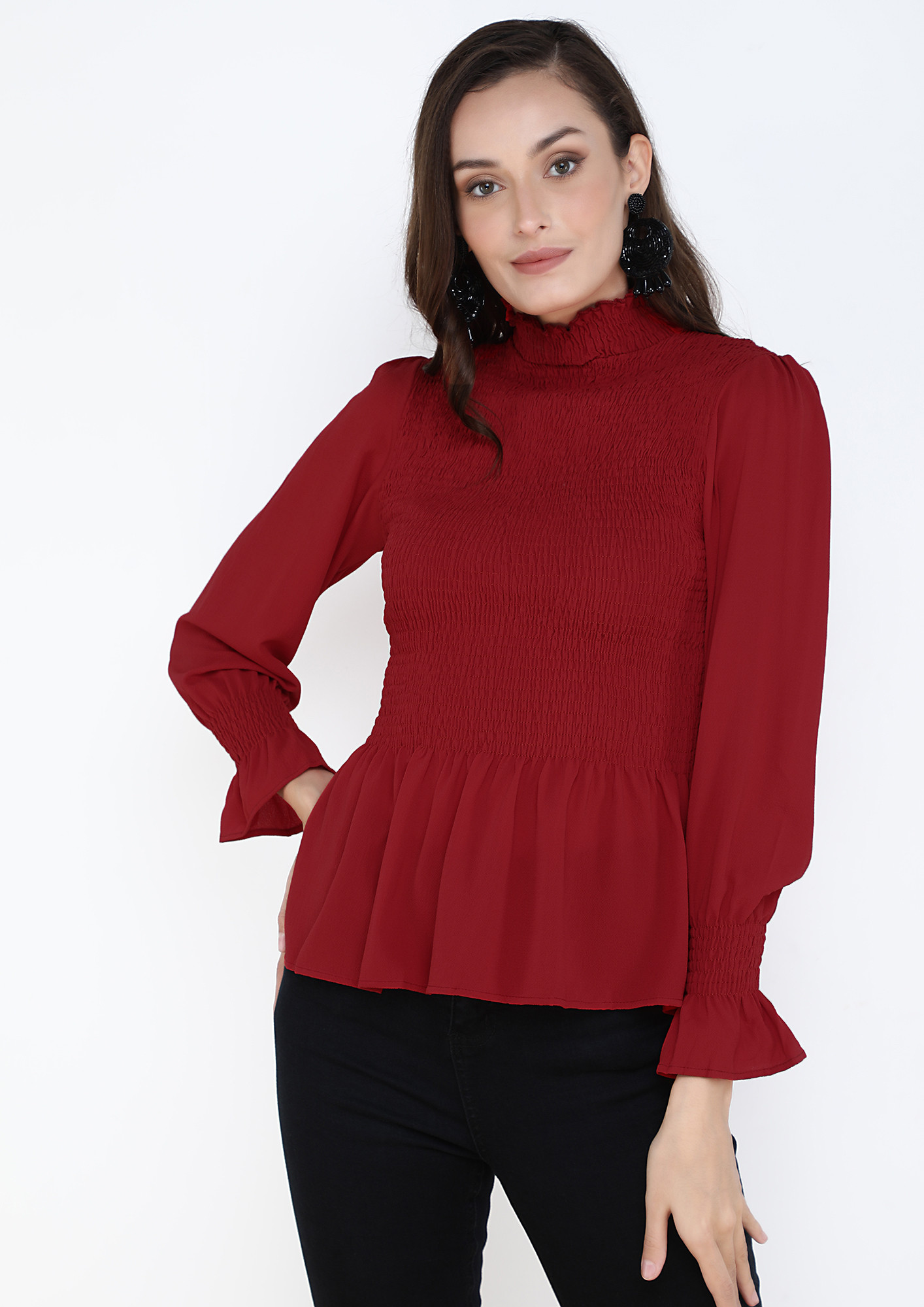 NIGHT OUT VIBES BURGUNDY TOP
