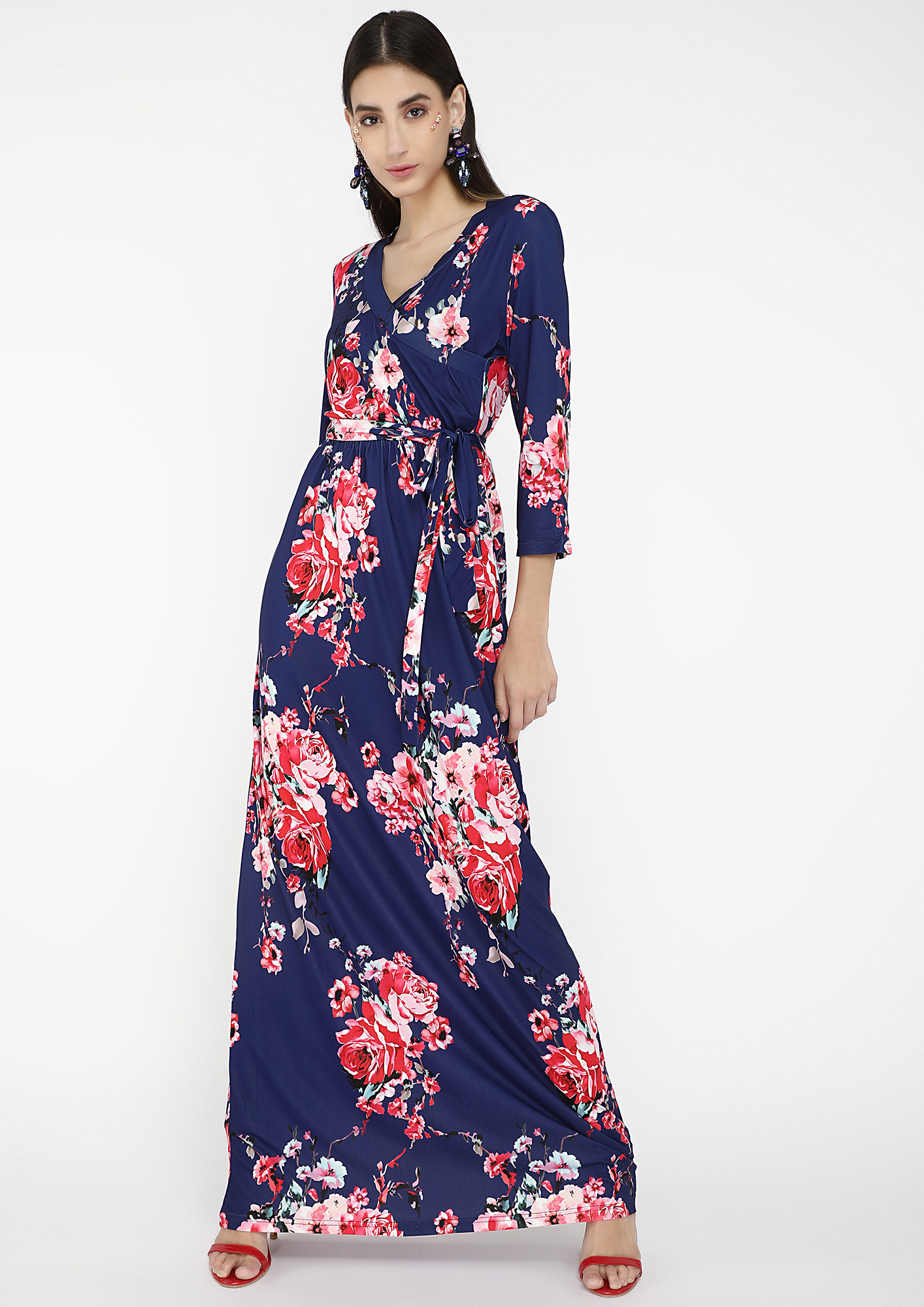 IN LOVE WITH FLORAL NAVY BLUE MAXI DRESS
