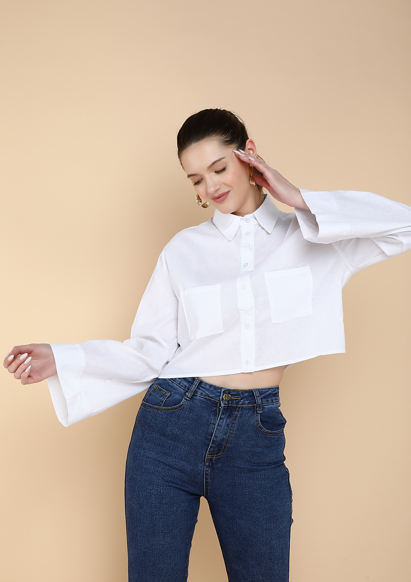 Buy CROPPED WHITE SHIRT for Women Online in India