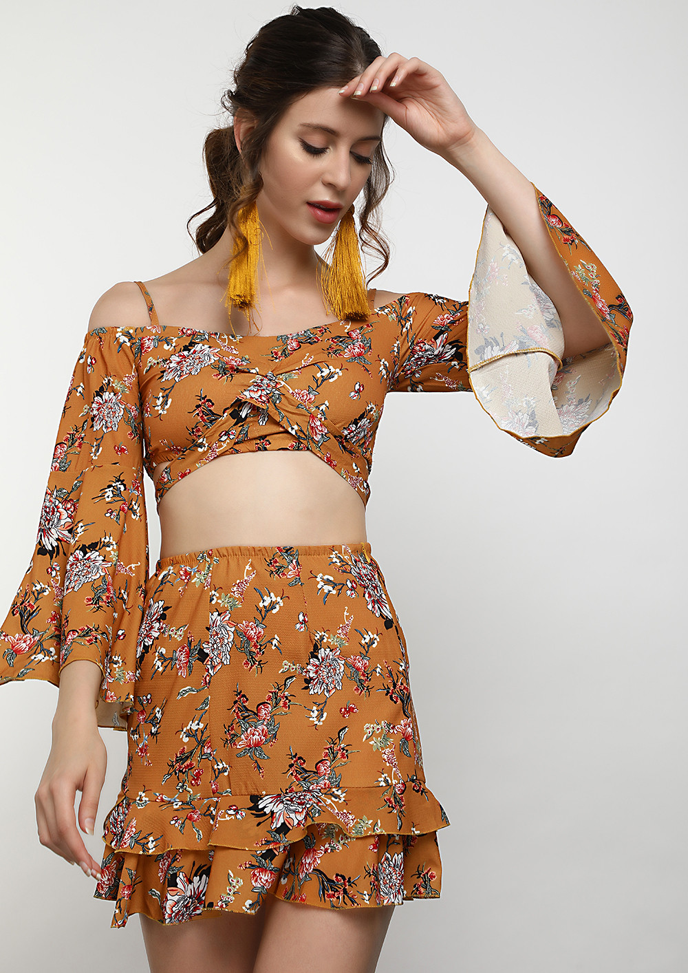 FROLICKING AROUND IN FLORALS YELLOW TWO PIECE