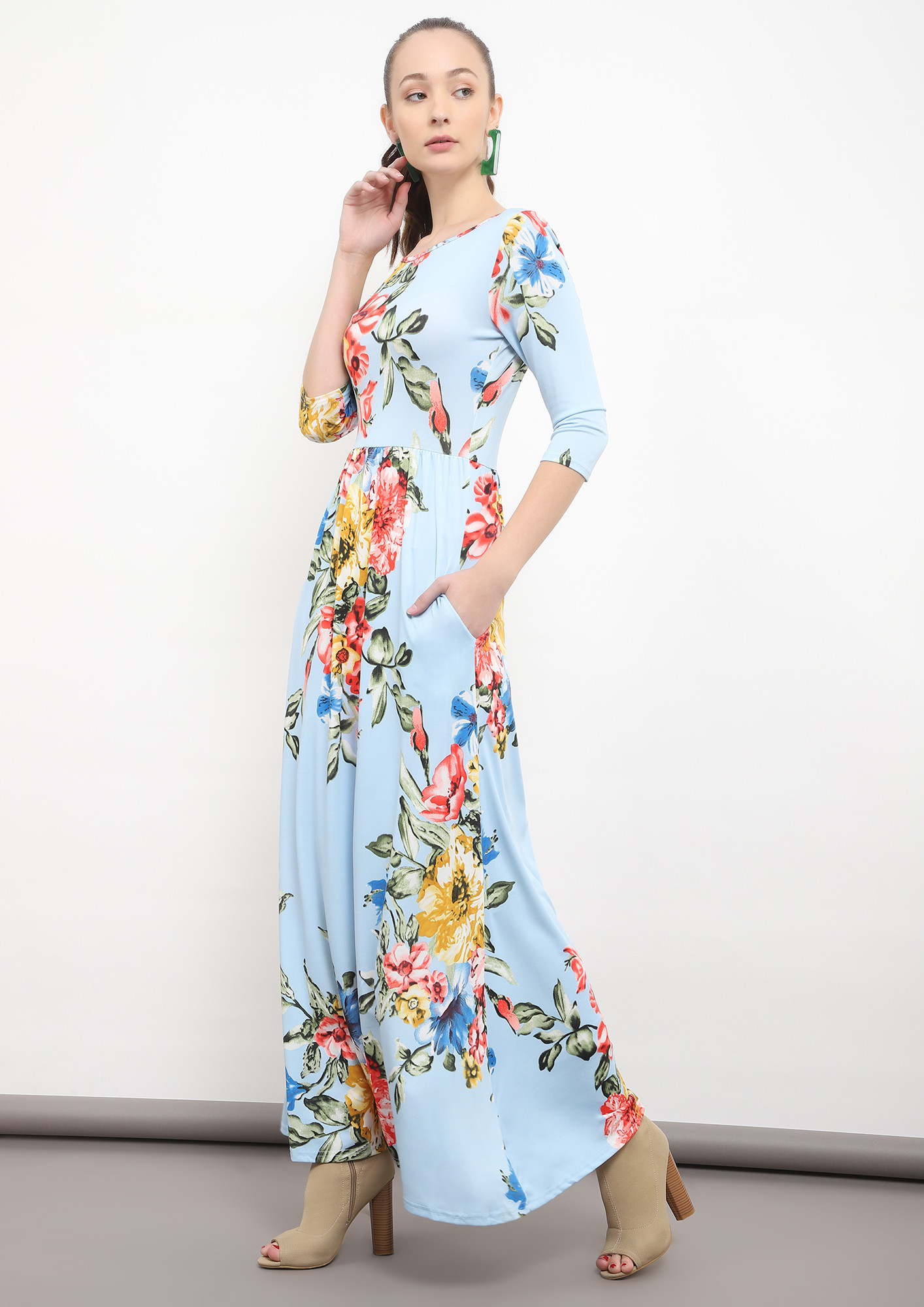 FLO-REAL THIS TIME BLUE MAXI DRESS 